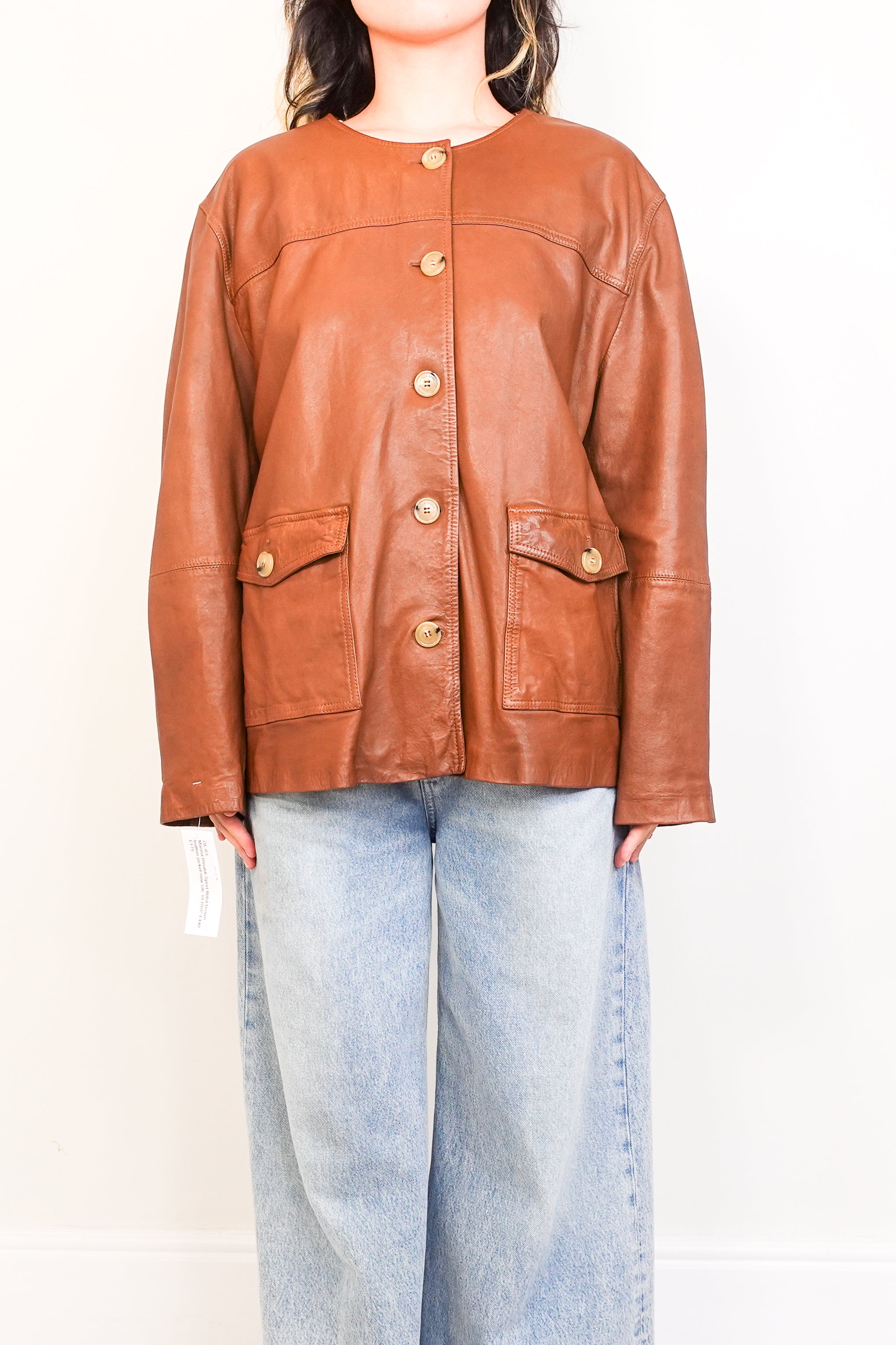 NEW brown leather jacket RRP £440