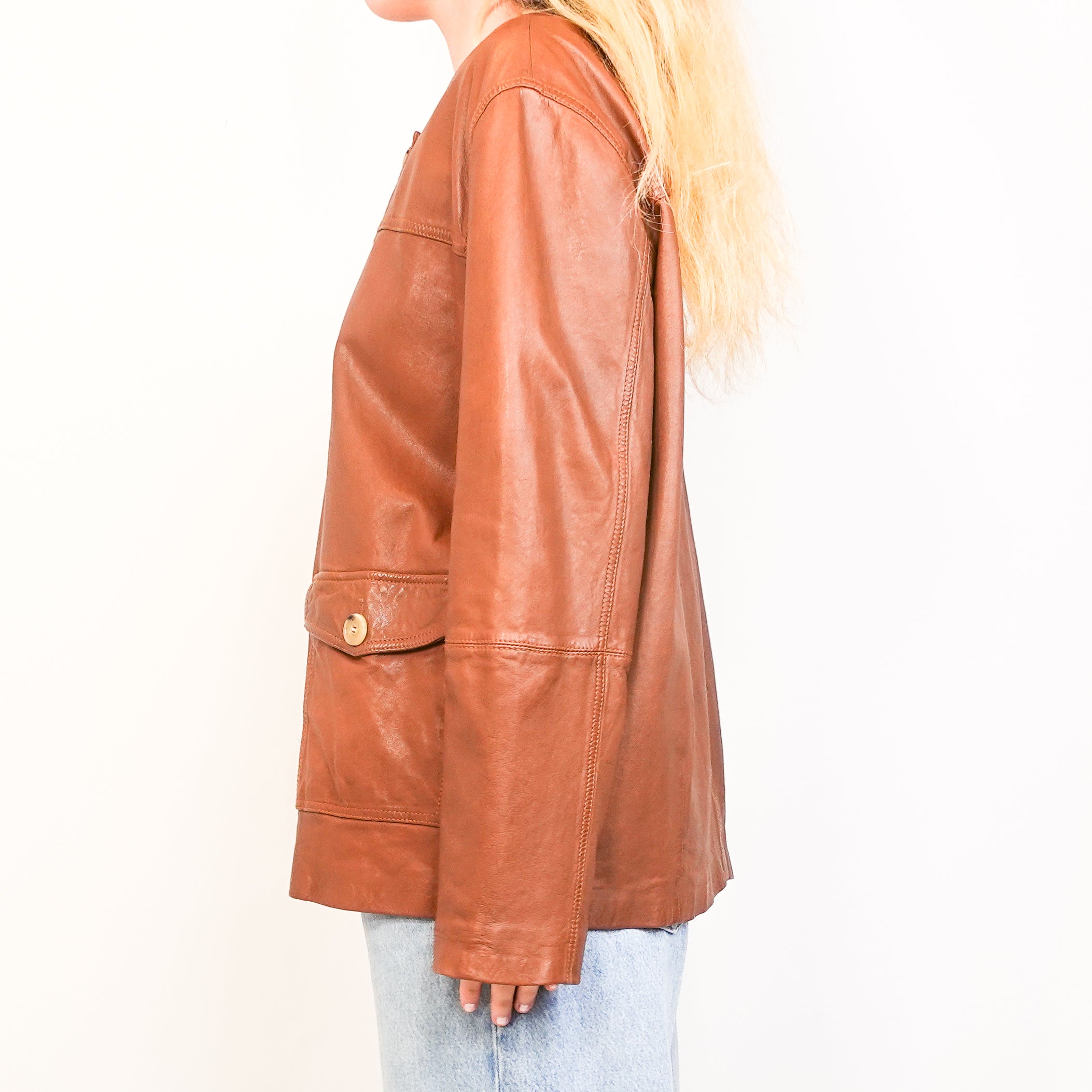 NEW brown leather jacket RRP £440