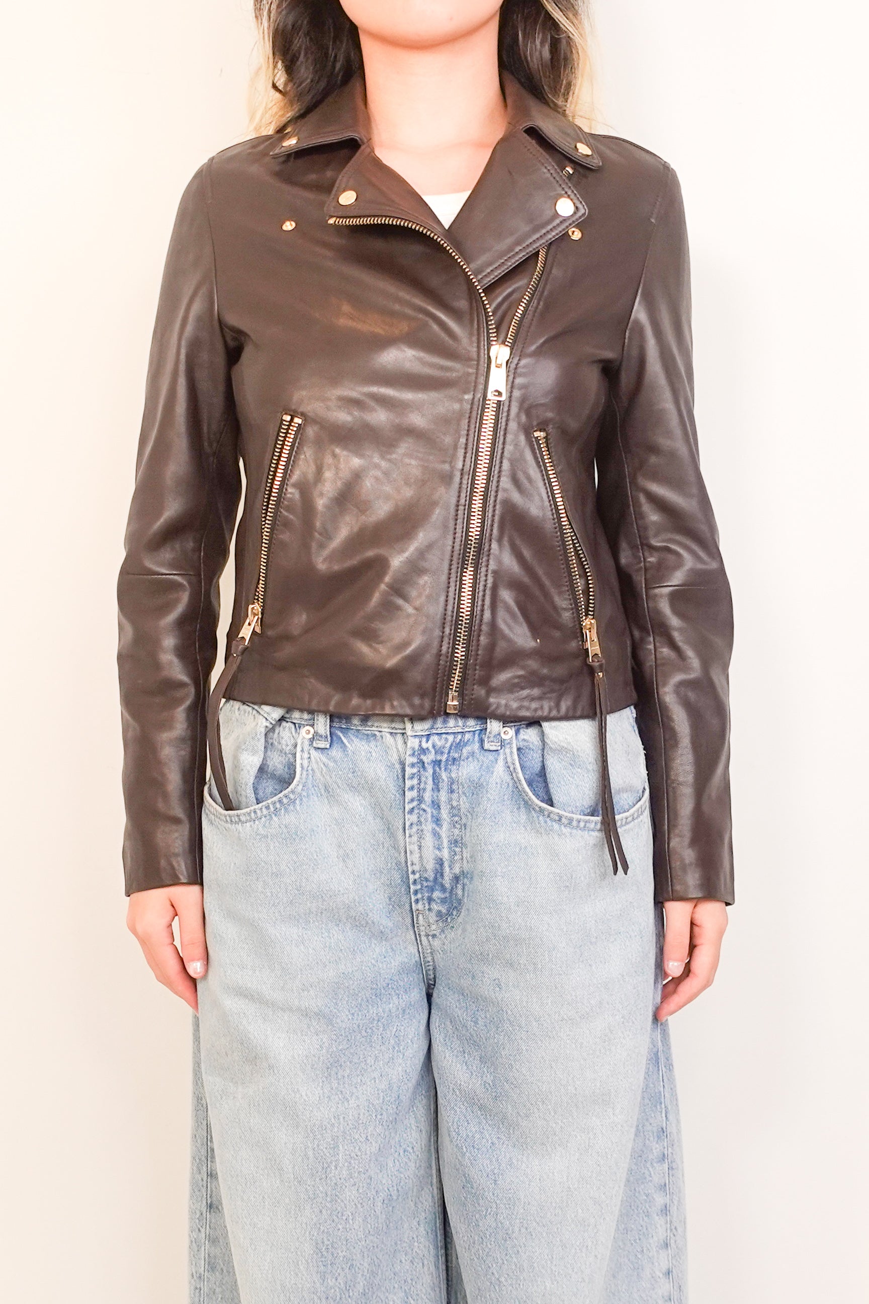 brown dalby biker jacket RRP £350