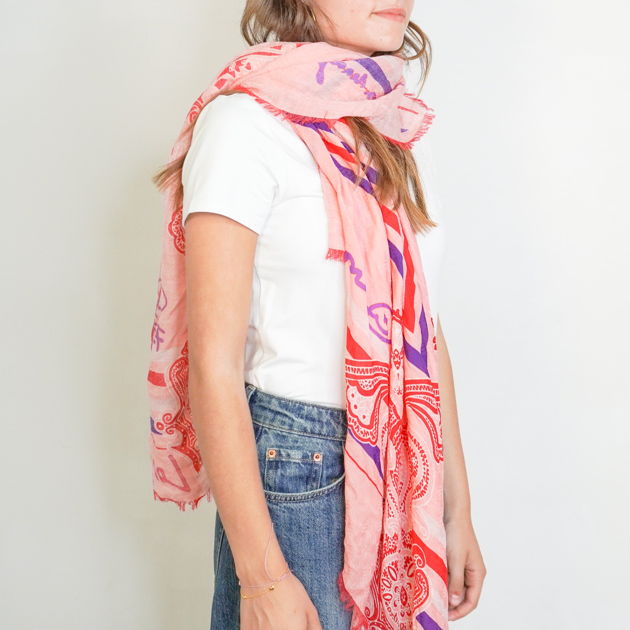 Etro Pink Patterned Wool Scarf (RRP £243) | Authentic Preloved FINAL SALE