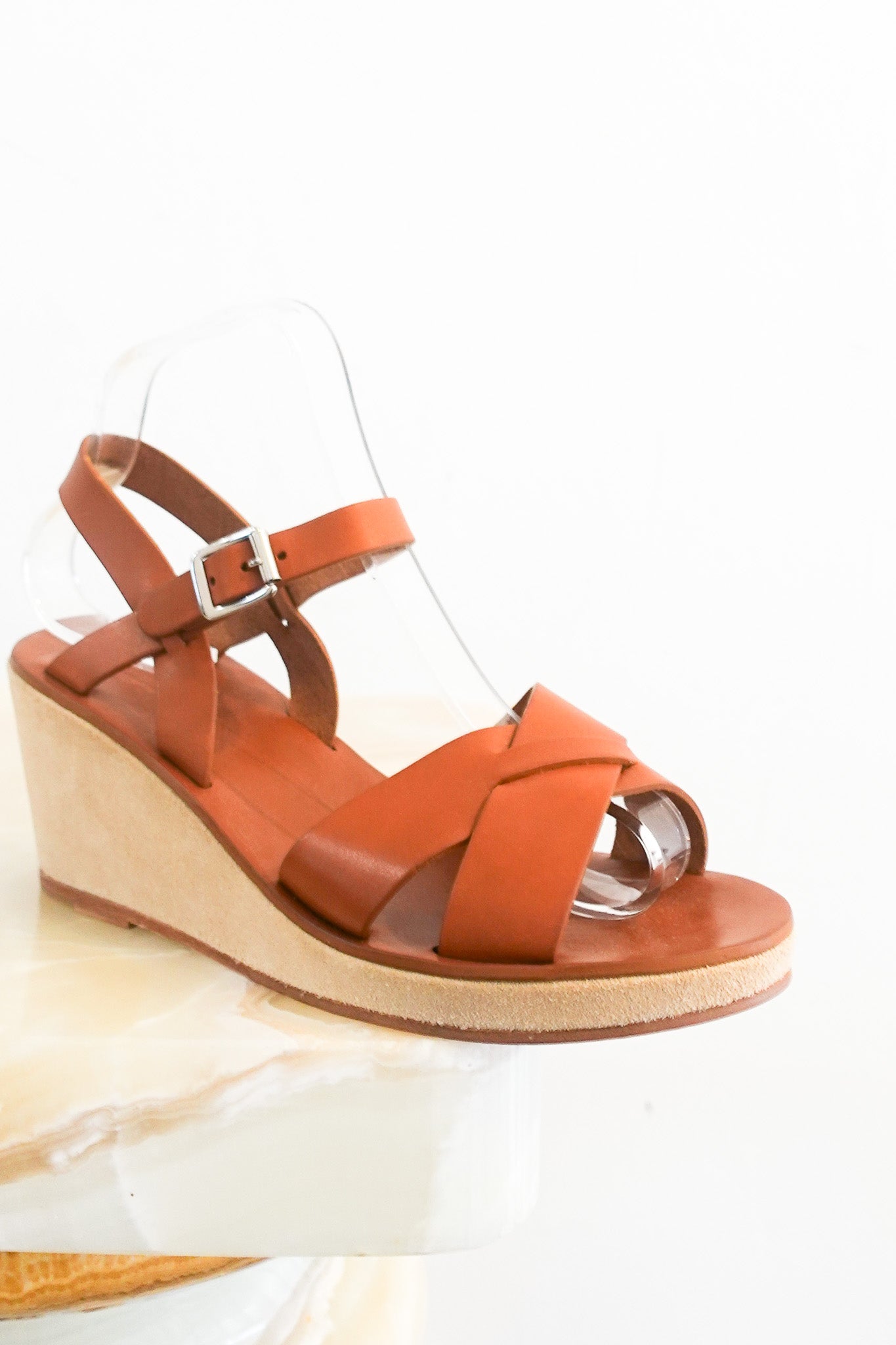 Brown leather wedges RRP £350