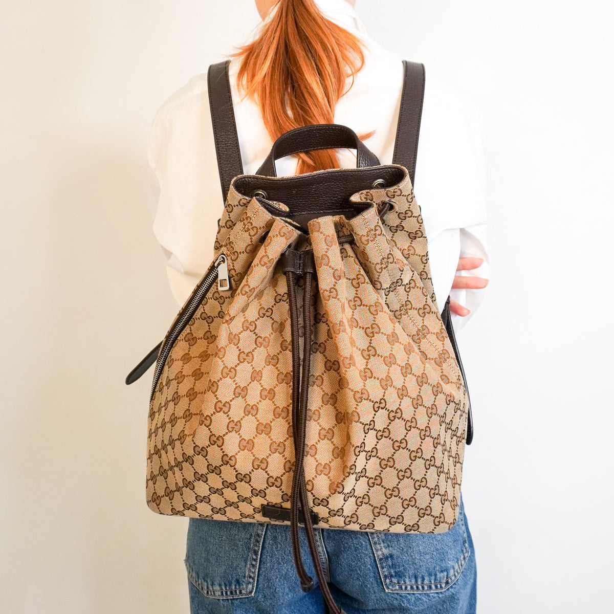 Gucci GG Logo Drawstring Backpack | Authentic Preloved - Reloved Again