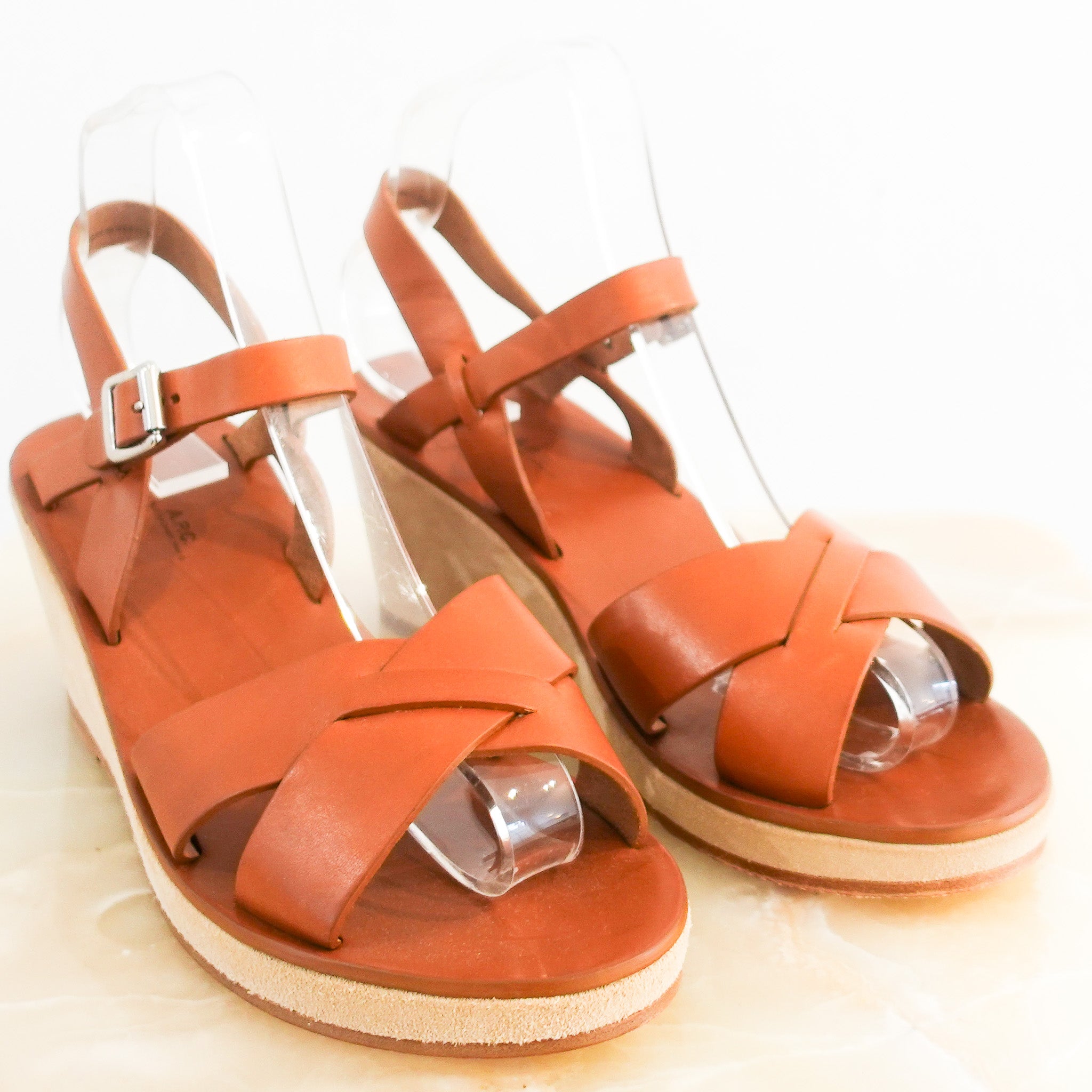 Brown leather wedges RRP £350