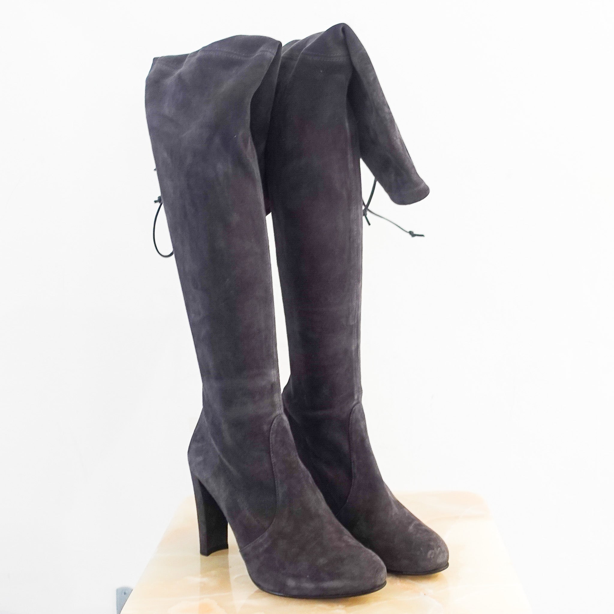 NEW Grey suede stretch over the knee boots RRP £650