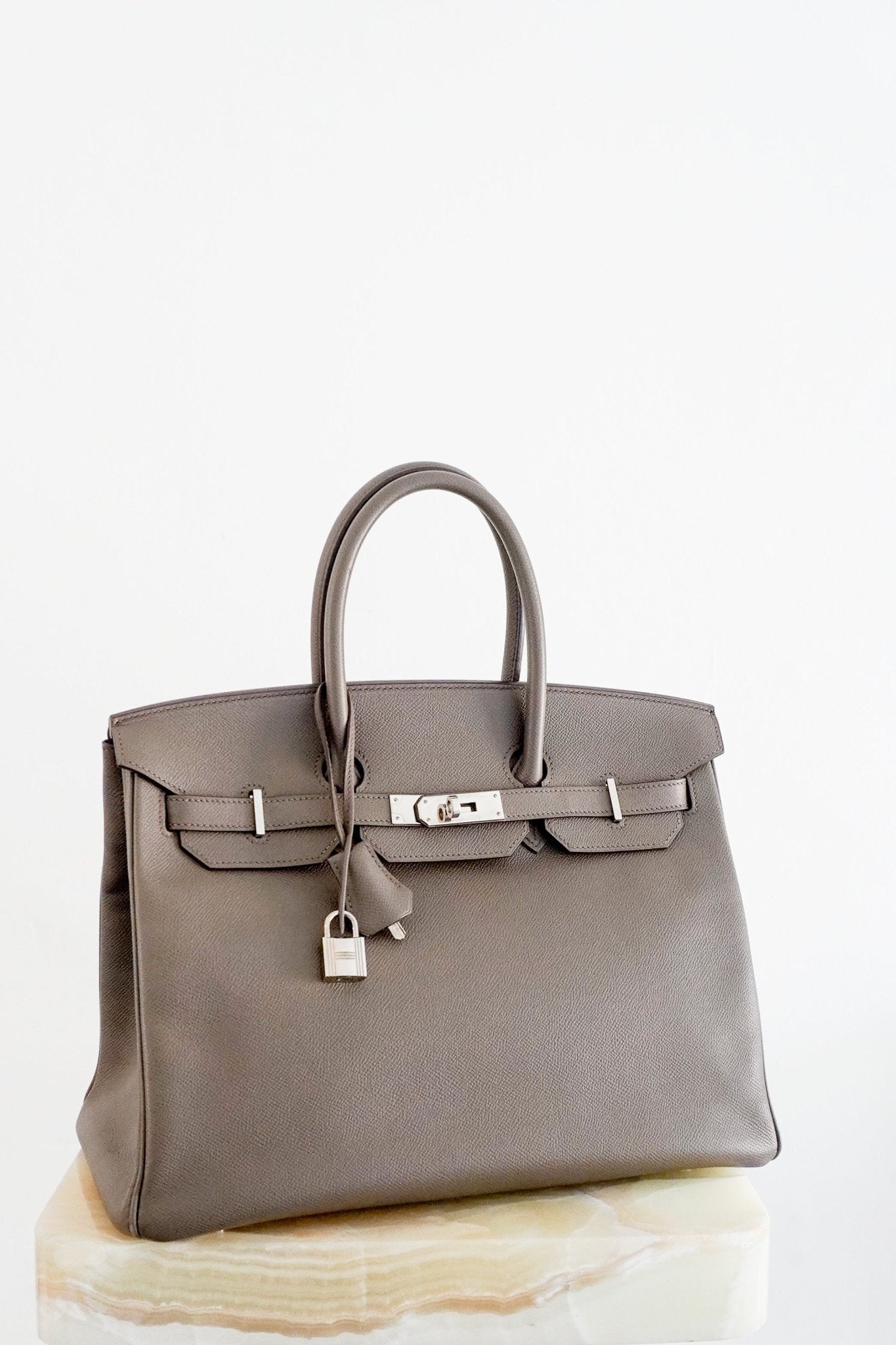 Hermès Birkin 35 Retourne in Etoupe Epsom Leather Palladium Hardware | Authentic Preloved - Reloved Again