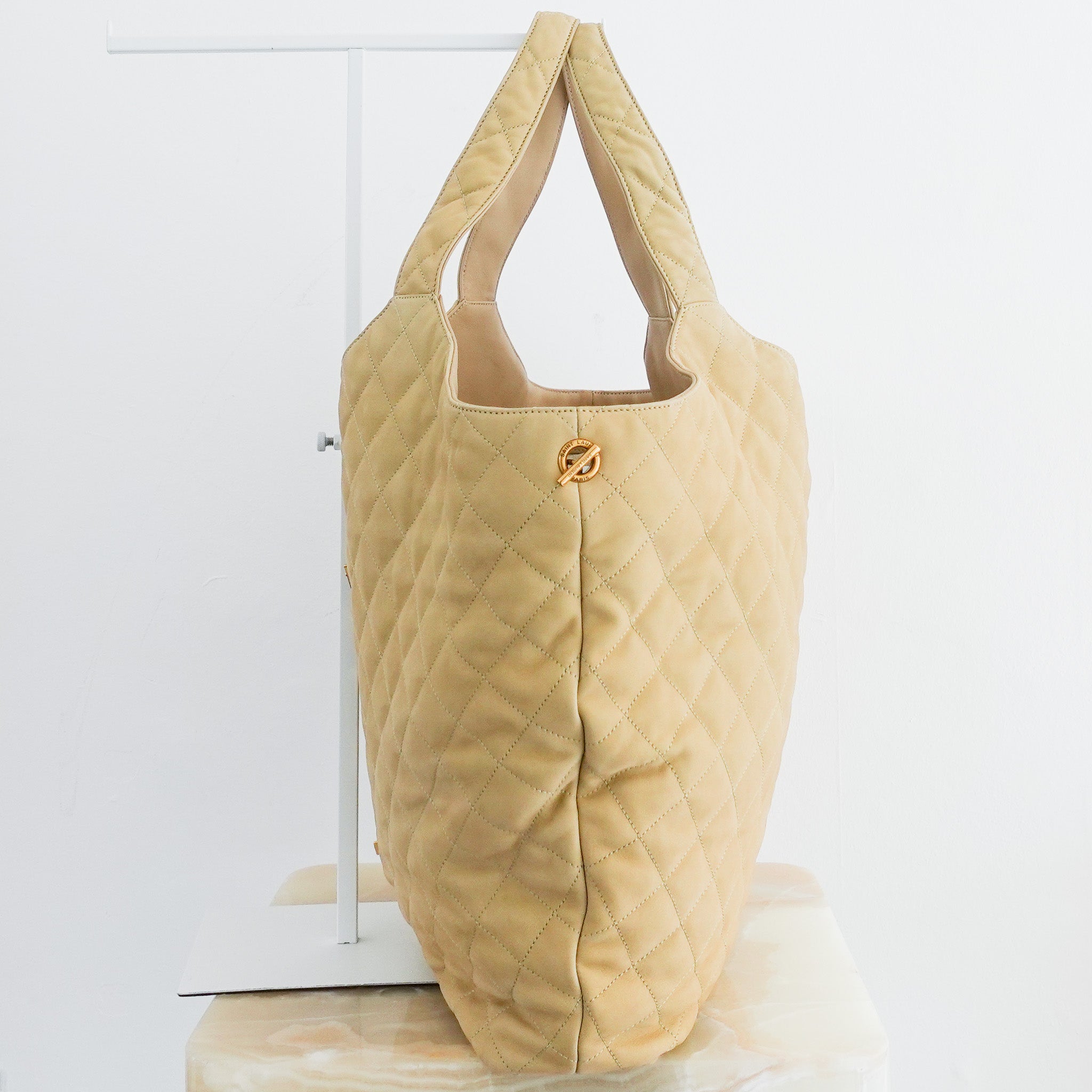 Saint Laurent ICARE Quilted Lambskin in beige RRP £3755 | Authentic Preloved