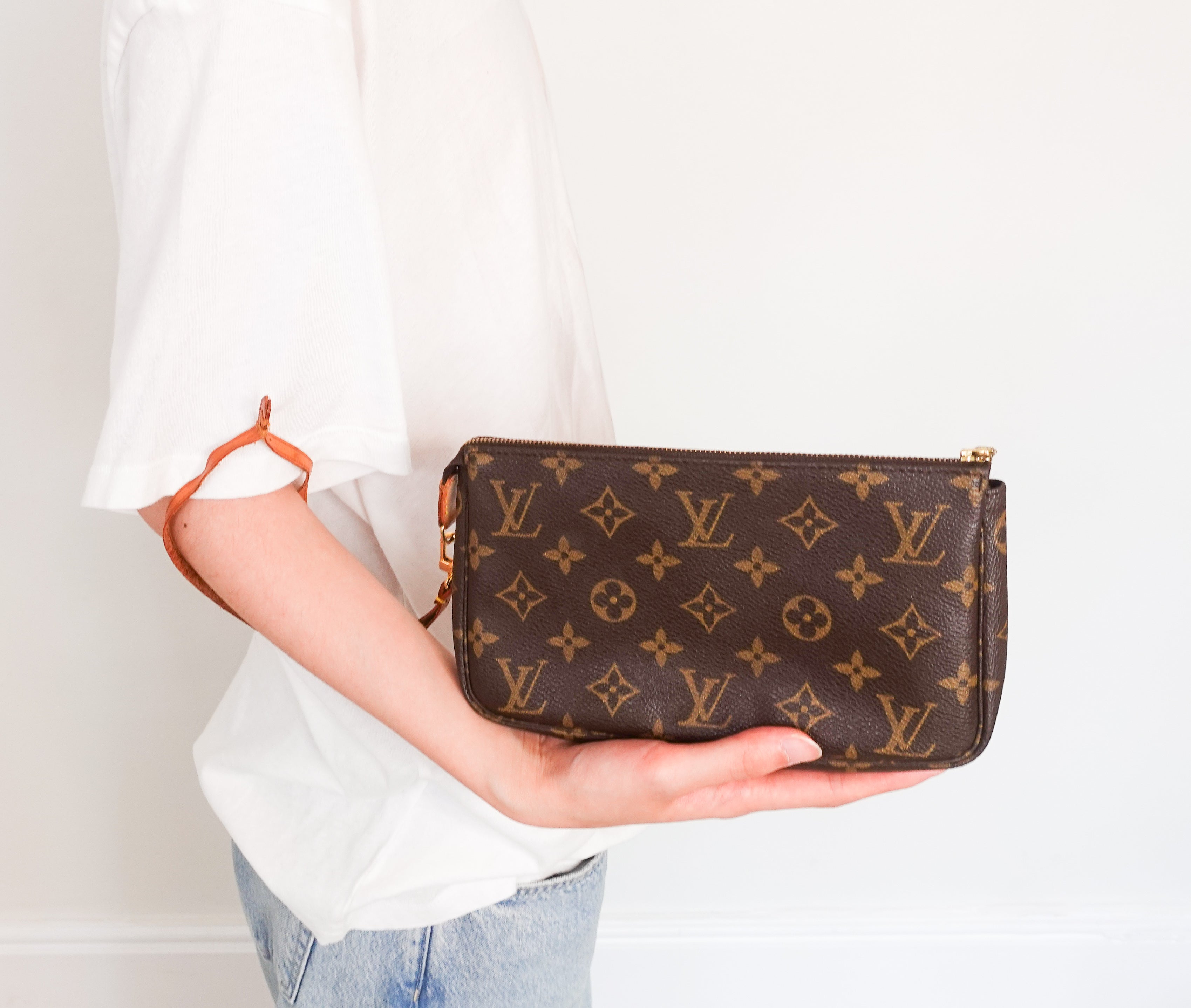 Monogram coated canvas clutch pouchette