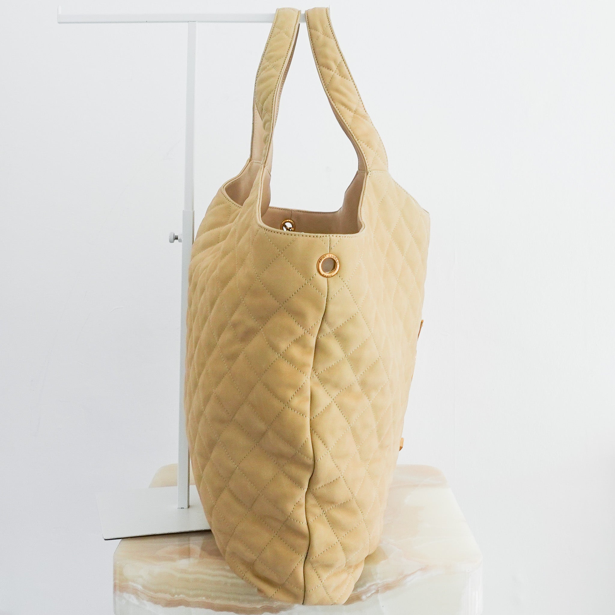 Saint Laurent ICARE Quilted Lambskin in beige RRP £3755 | Authentic Preloved