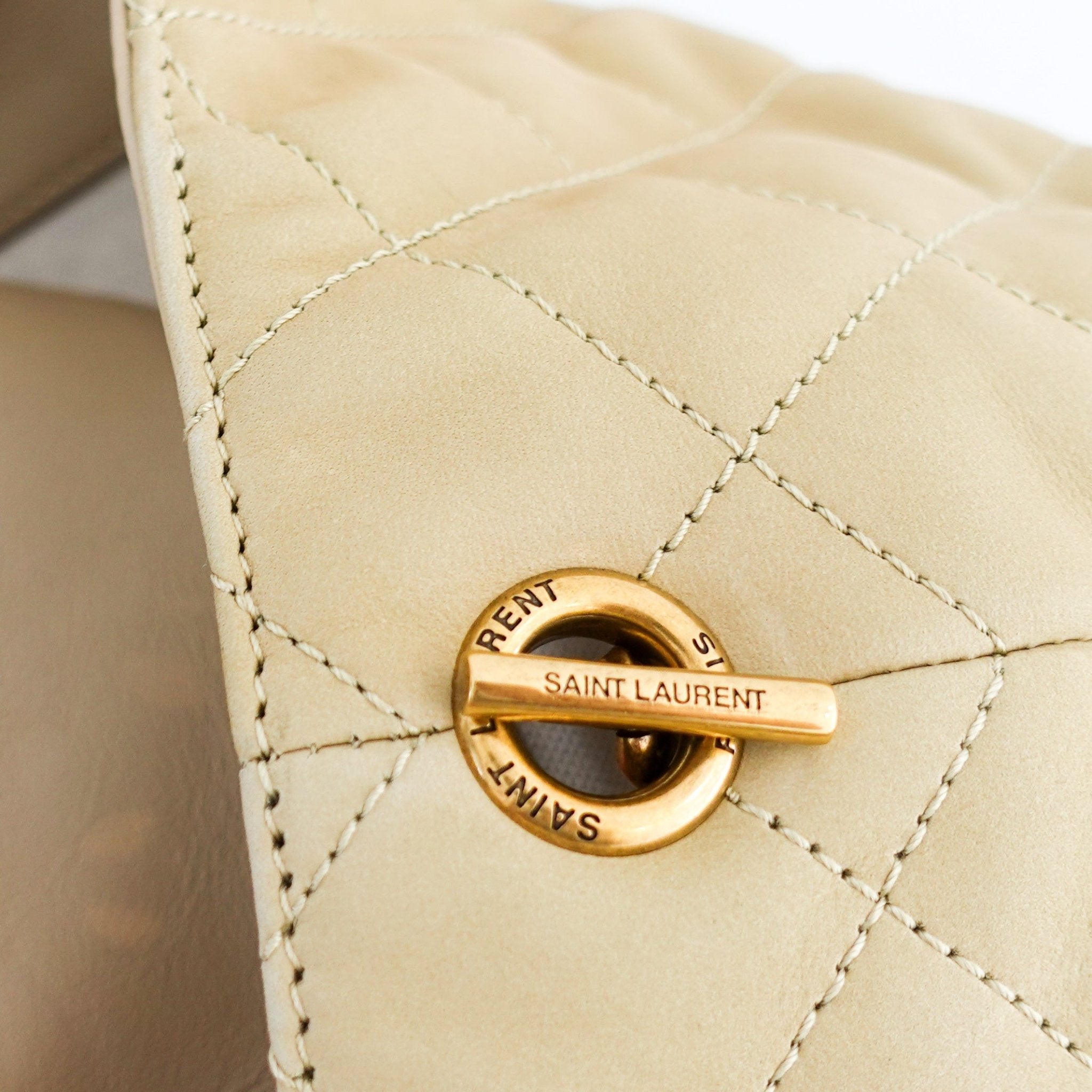 Saint Laurent ICARE Quilted Lambskin in beige RRP £3755 | Authentic Preloved - Reloved Again