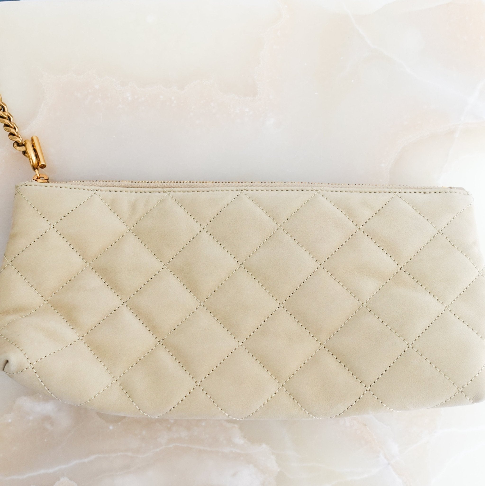 Saint Laurent ICARE Quilted Lambskin in beige RRP £3755 | Authentic Preloved - Reloved Again