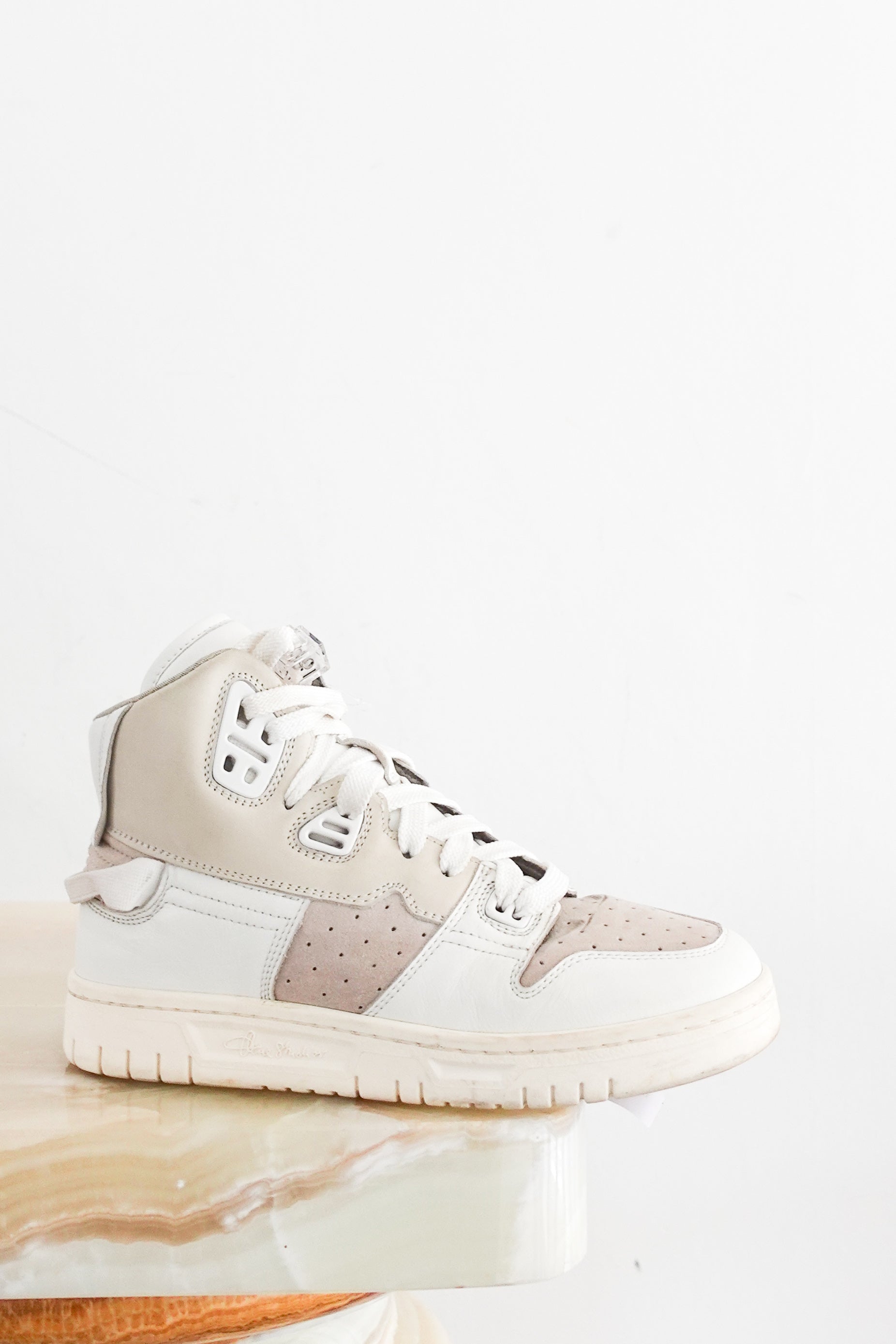 White & Beige Paneled Sneakers RRP £545