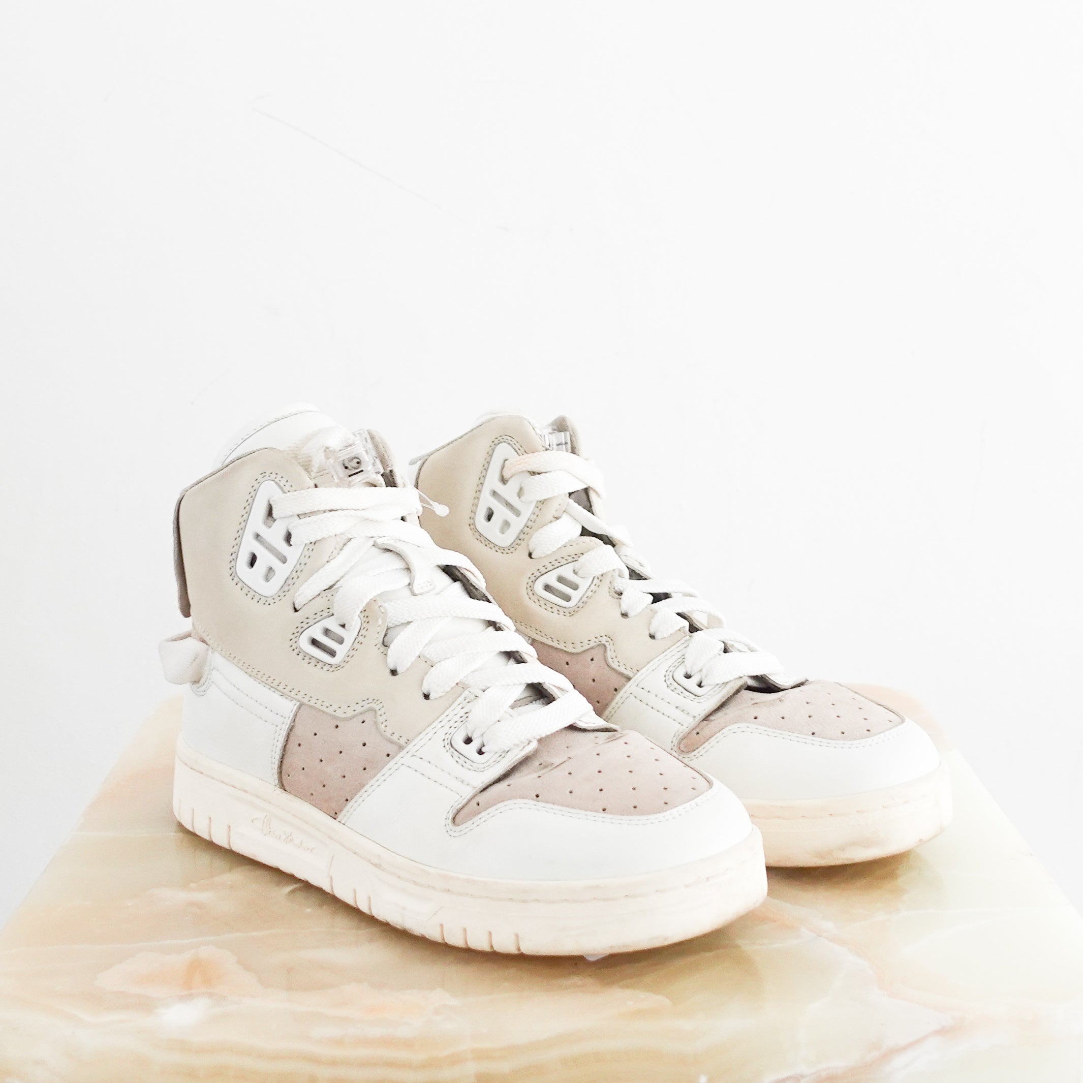 White & Beige Paneled Sneakers RRP £545