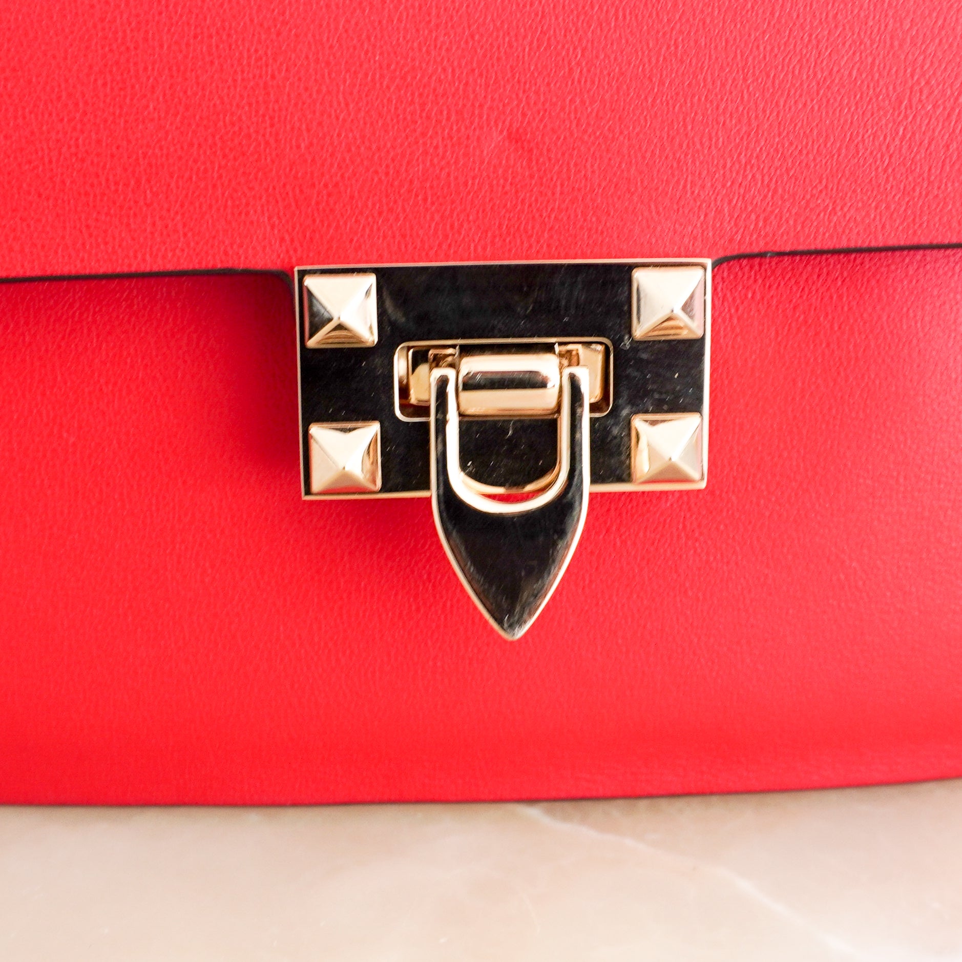 Valentino Garavani Rockstud Small Shoulder Bag in Rouge Pur Red Leather RRP (£1490) | Authentic Preloved