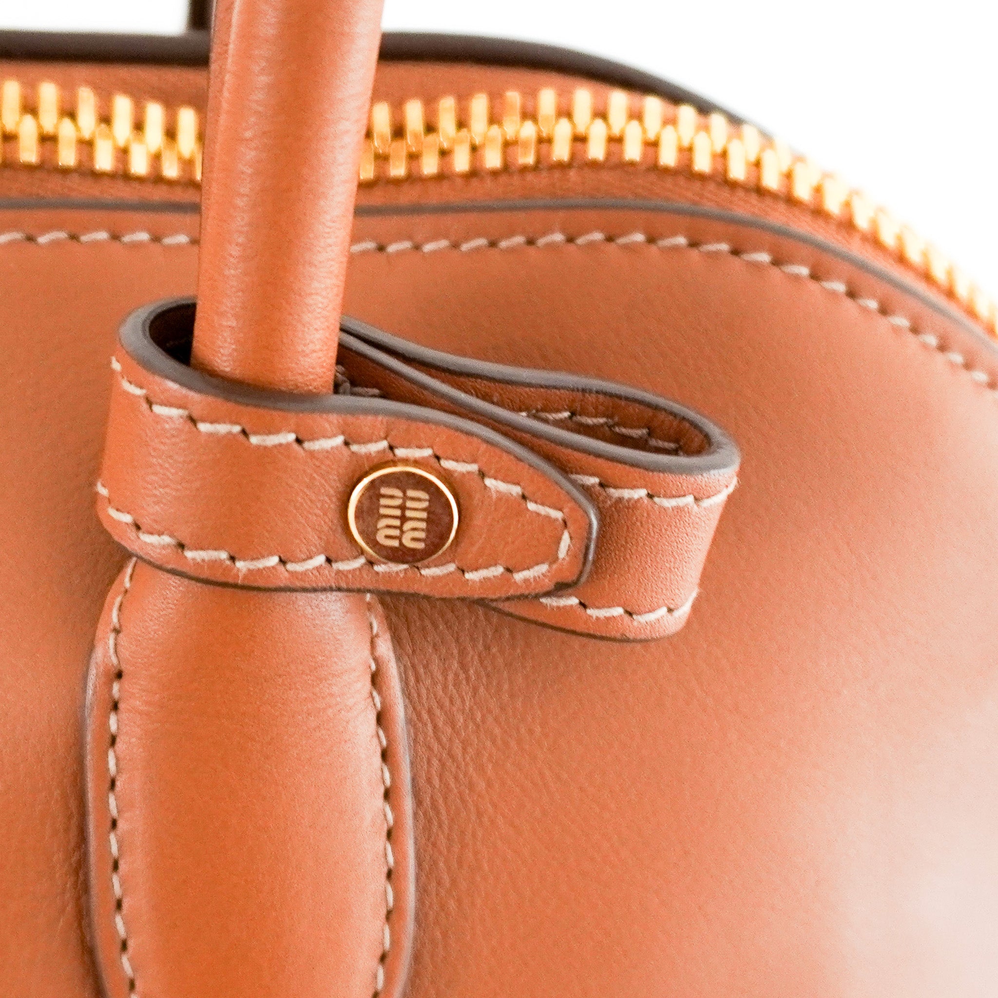 Miu Miu Logo Embossed Shoulder Bag in Camel Brown RRP £3600 | Authentic Preloved - Reloved Again