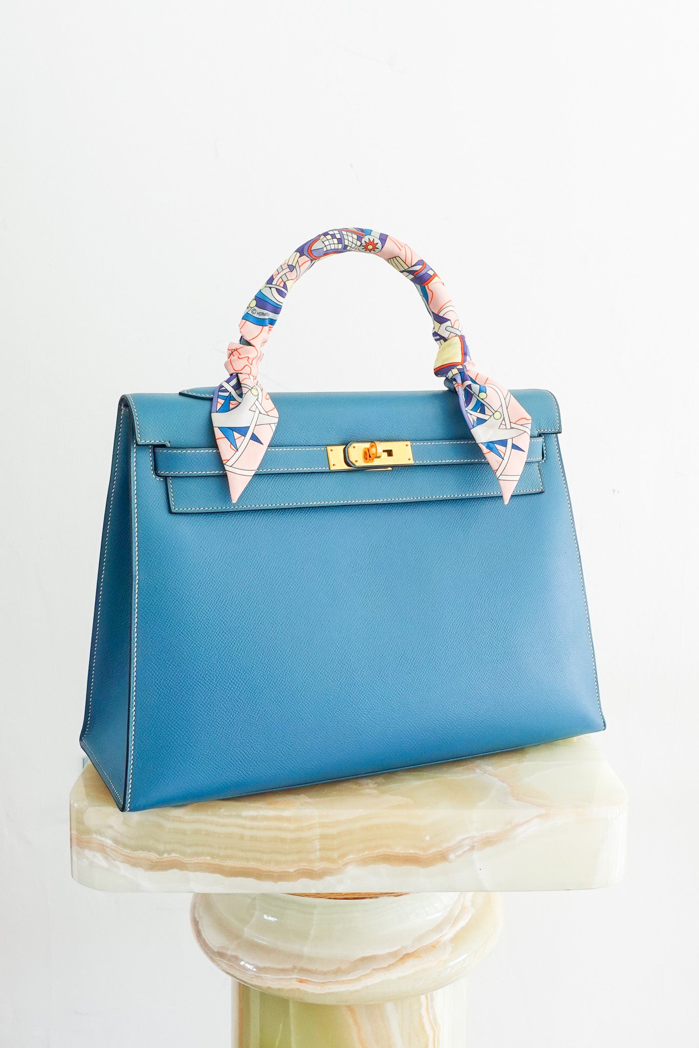 Kelly 35 1997 blue jean Epsom gold hardware