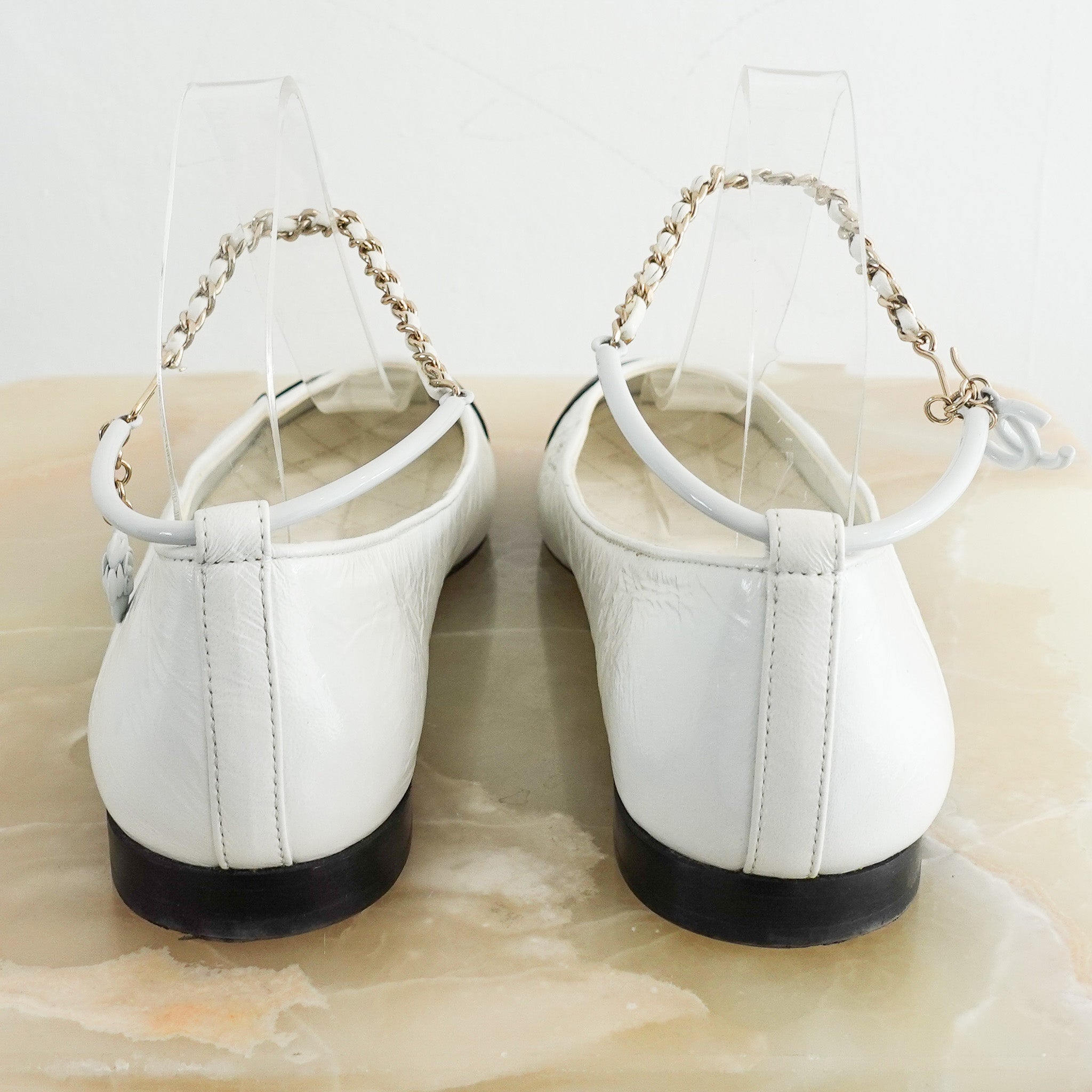 Chanel Monochrome Patent Leather Ballet Flats RRP £1080| Authentic Preloved - Reloved Again