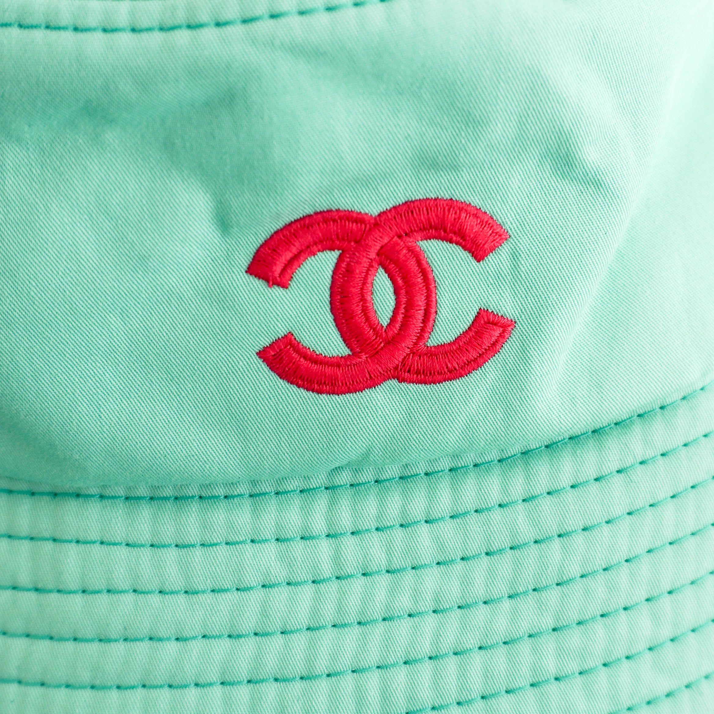 Chanel CC Cotton Cloche Bucket Hat in Mint Green (RRP £820) | Authentic Preloved FINAL SALE
