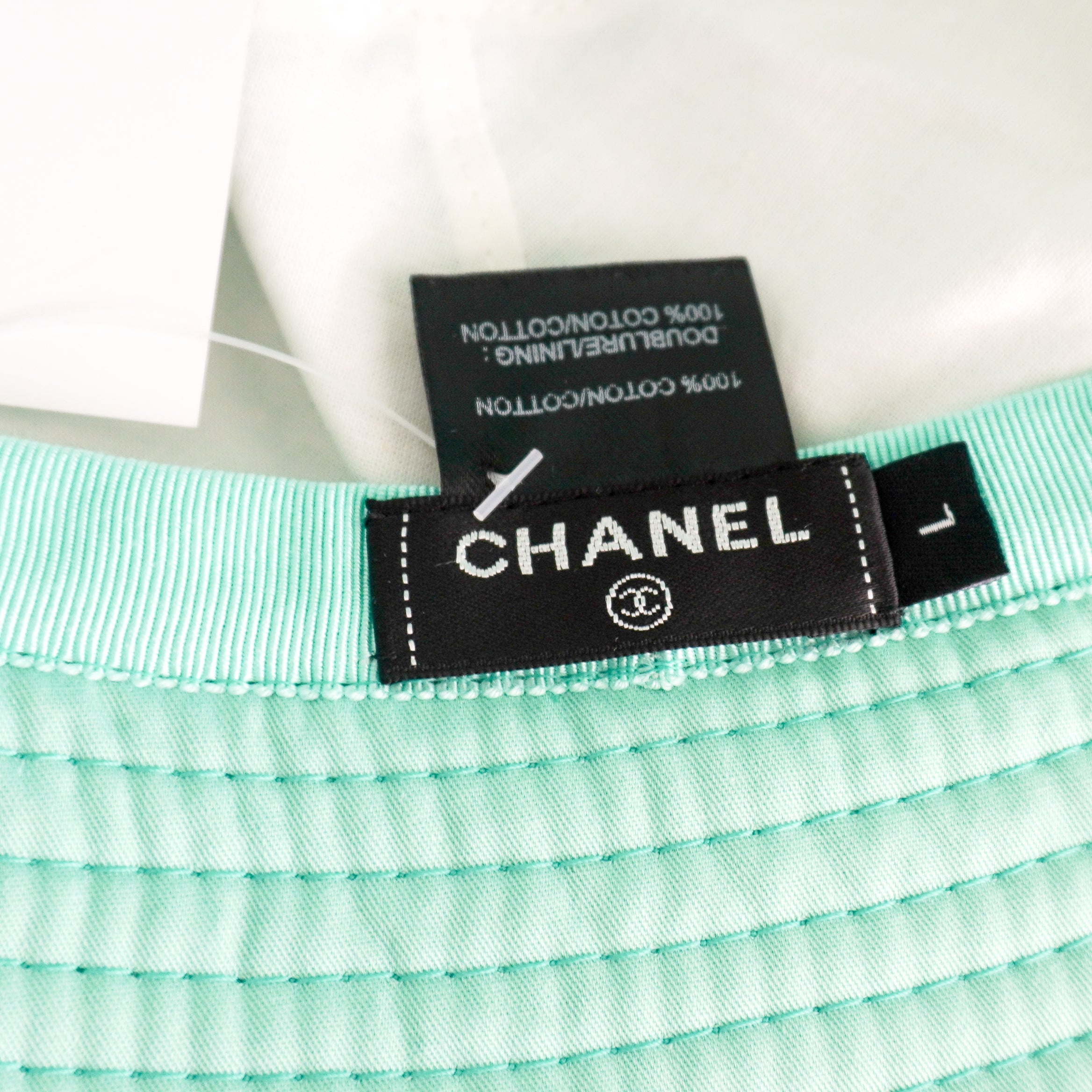 Chanel CC Cotton Cloche Bucket Hat in Mint Green (RRP £820) | Authentic Preloved FINAL SALE