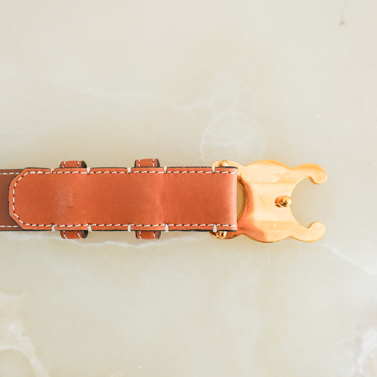 Celine Triomphe Brown Gold Tone Belt (RRP £490) | FINAL SALE Authentic Preloved