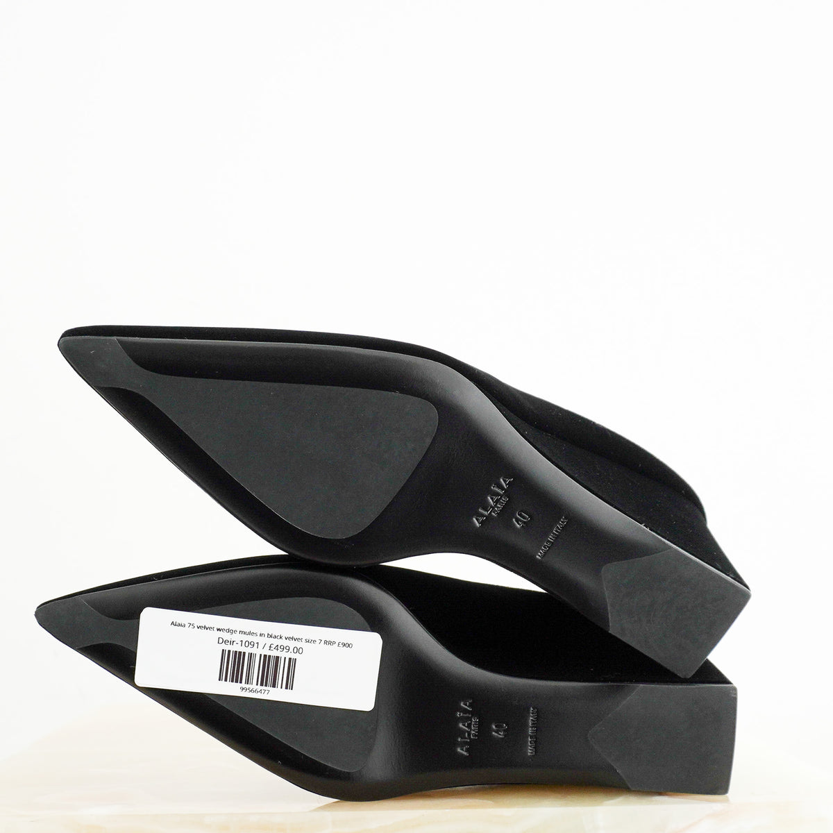NEW Alaia 75 Black Velvet Wedge Mules (RRP £900) | Authentic Preloved