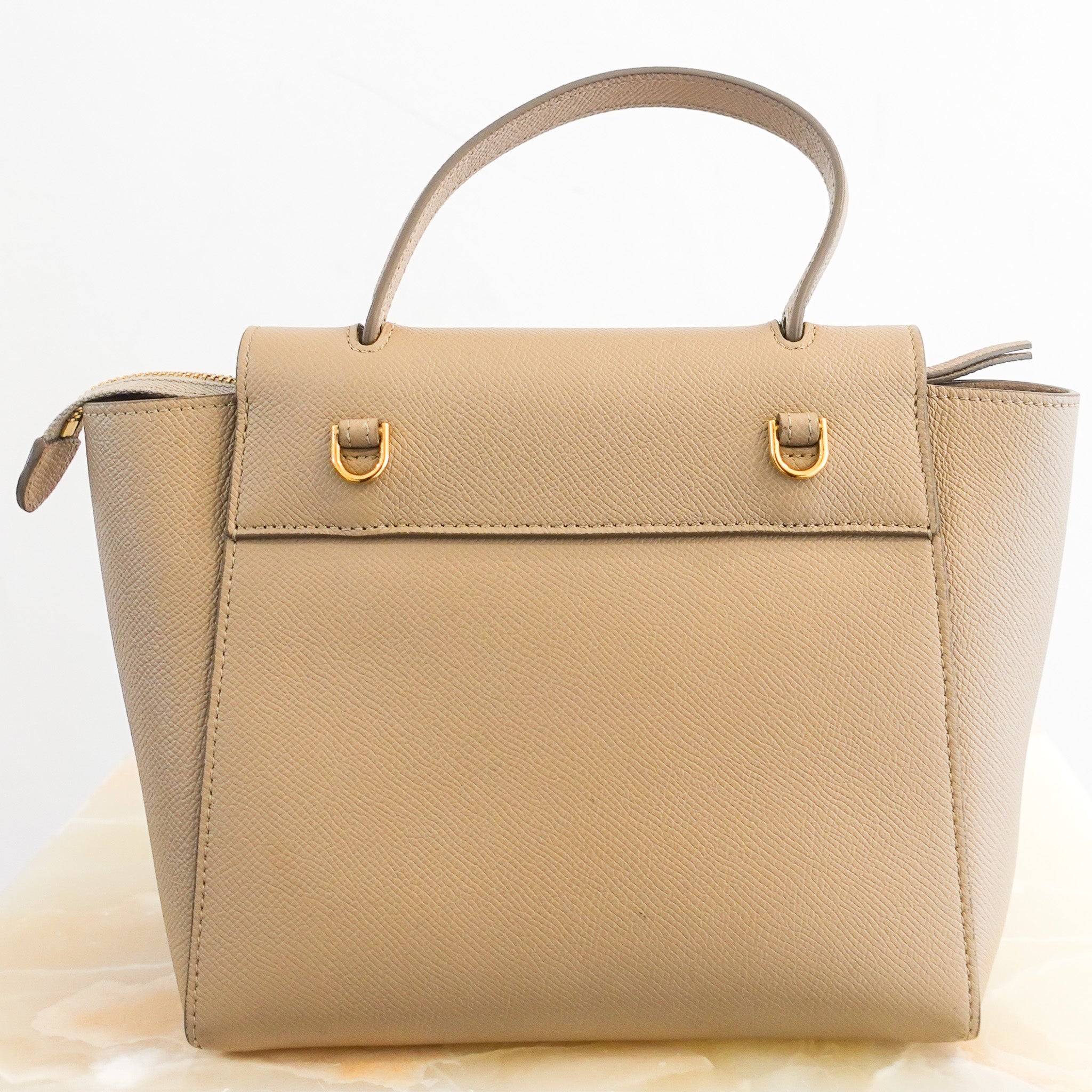 Beige grained leather nano belt bag RRP £1850