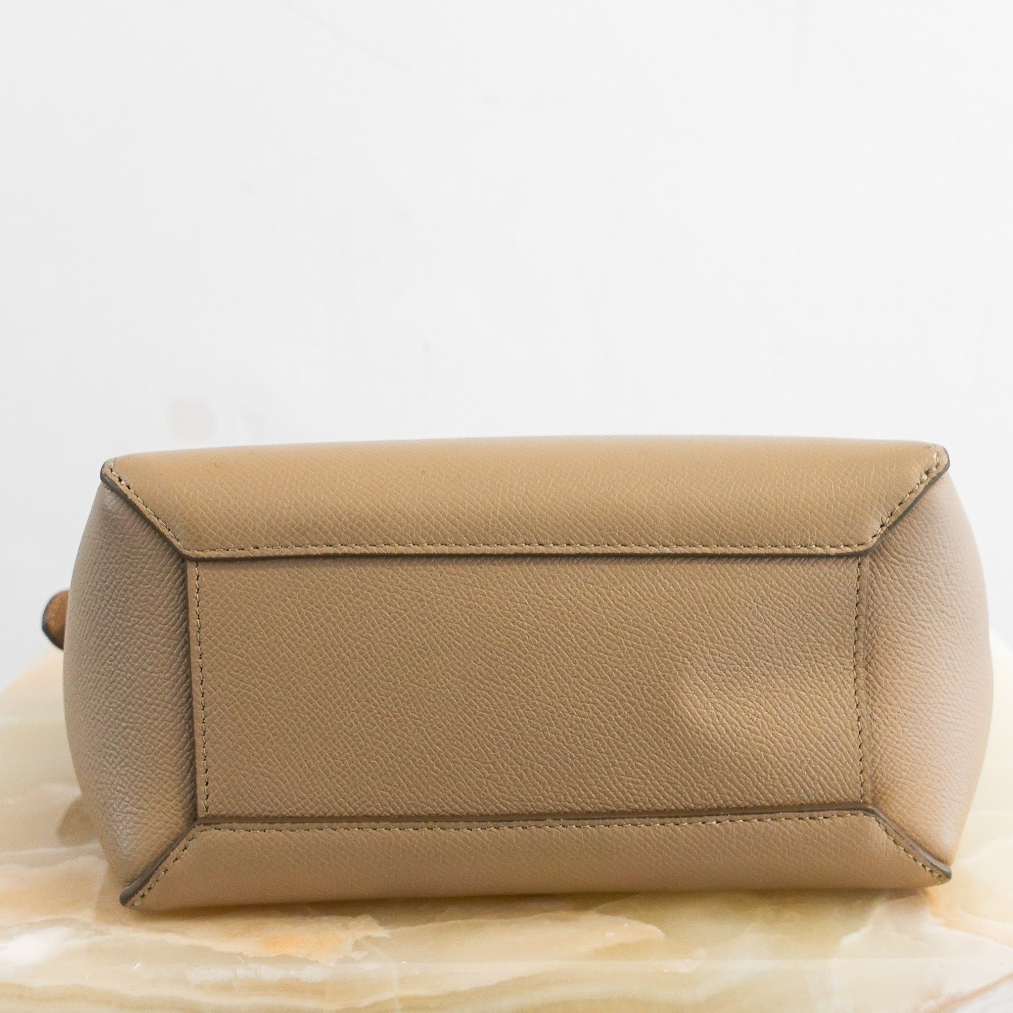 Beige grained leather nano belt bag RRP £1850