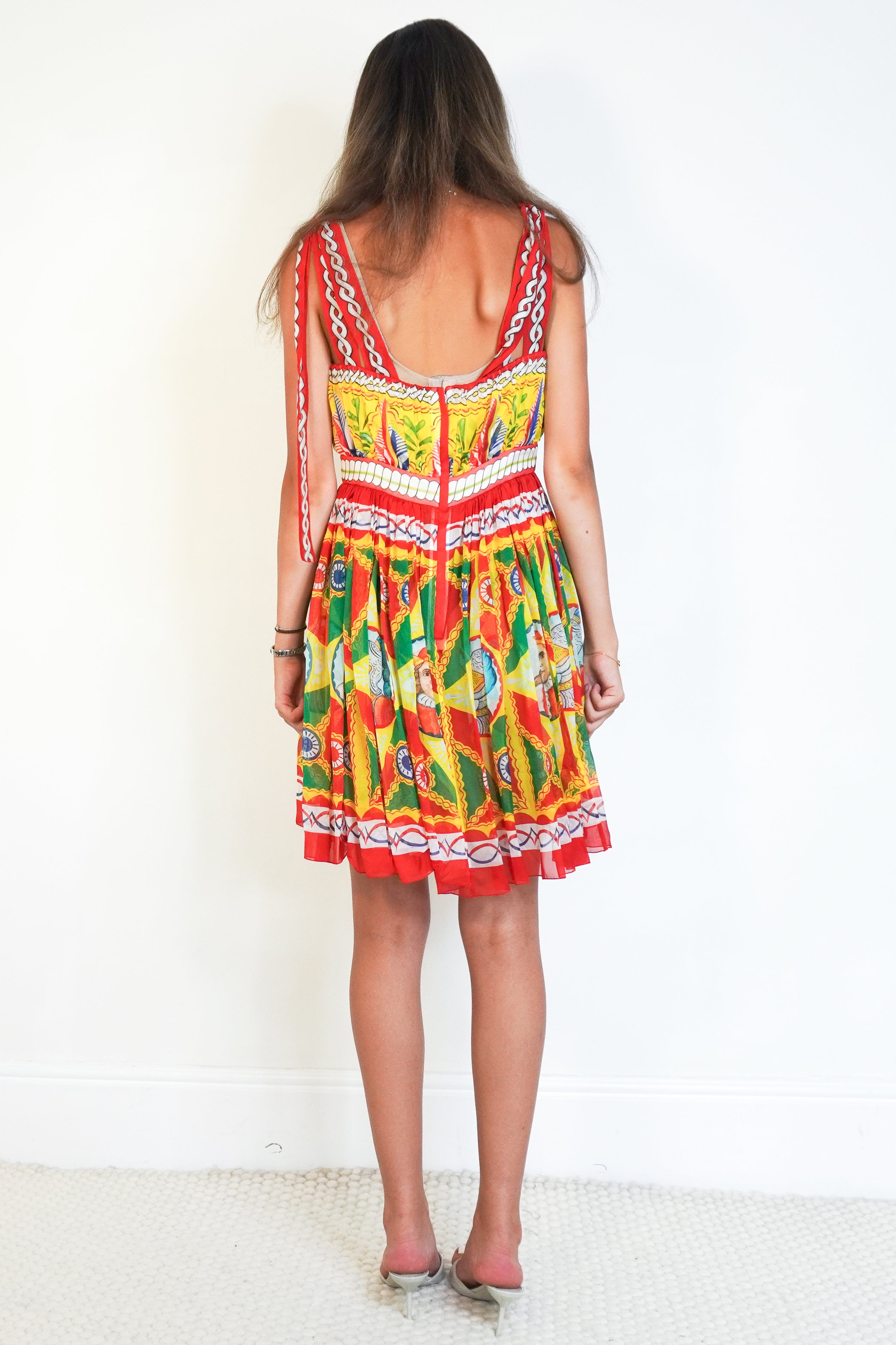 Dolce & Gabbana Multicolour Carretto Chiffon Mini Dress (RRP £1800) | Authentic Preloved