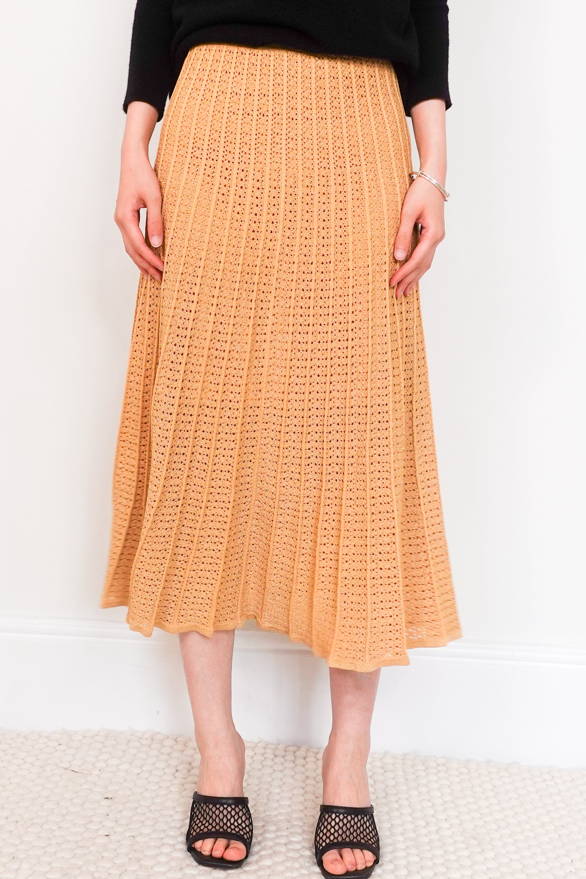 Pointelle knit midi skirt RRP £195