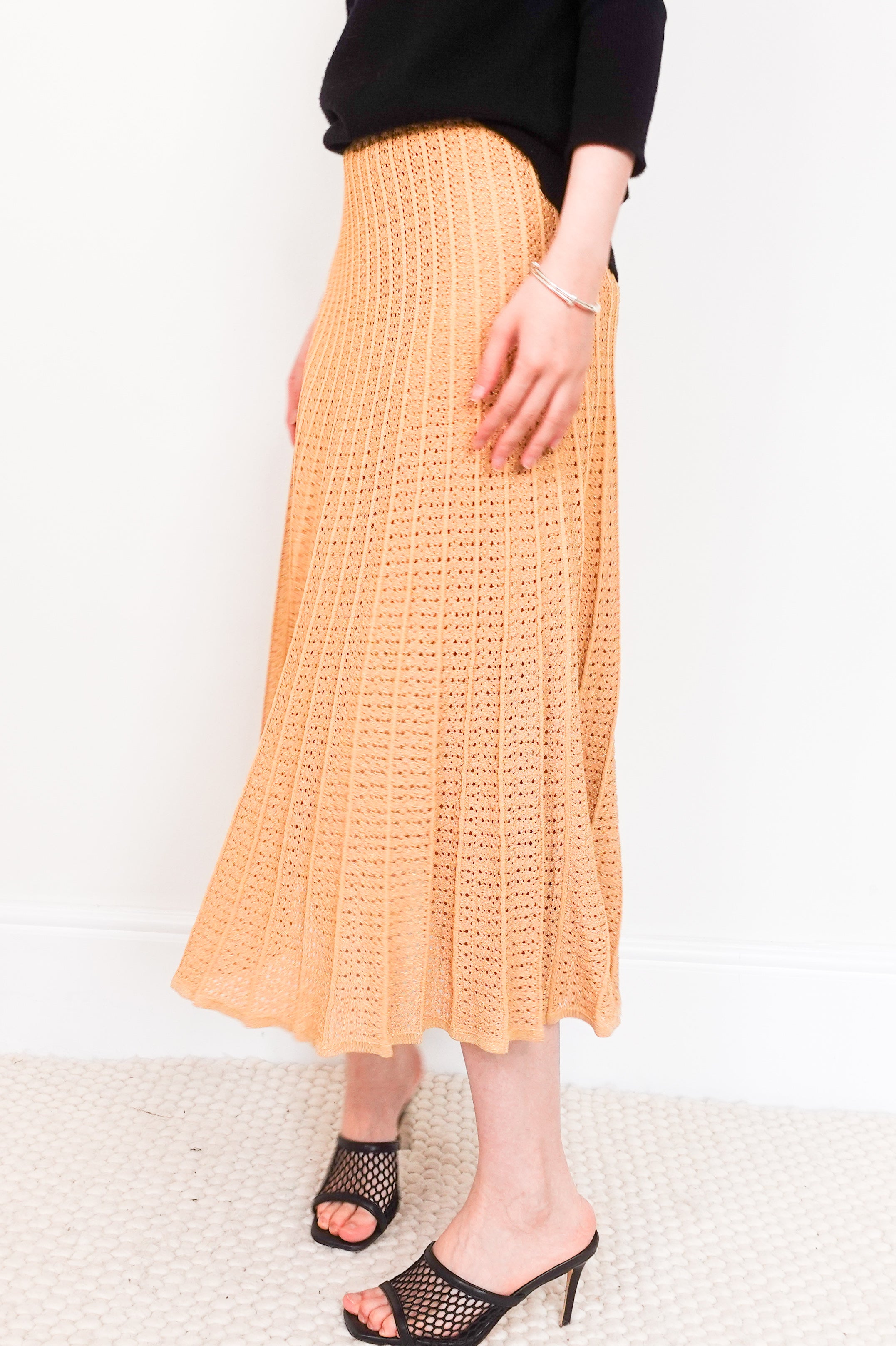 Pointelle knit midi skirt RRP £195