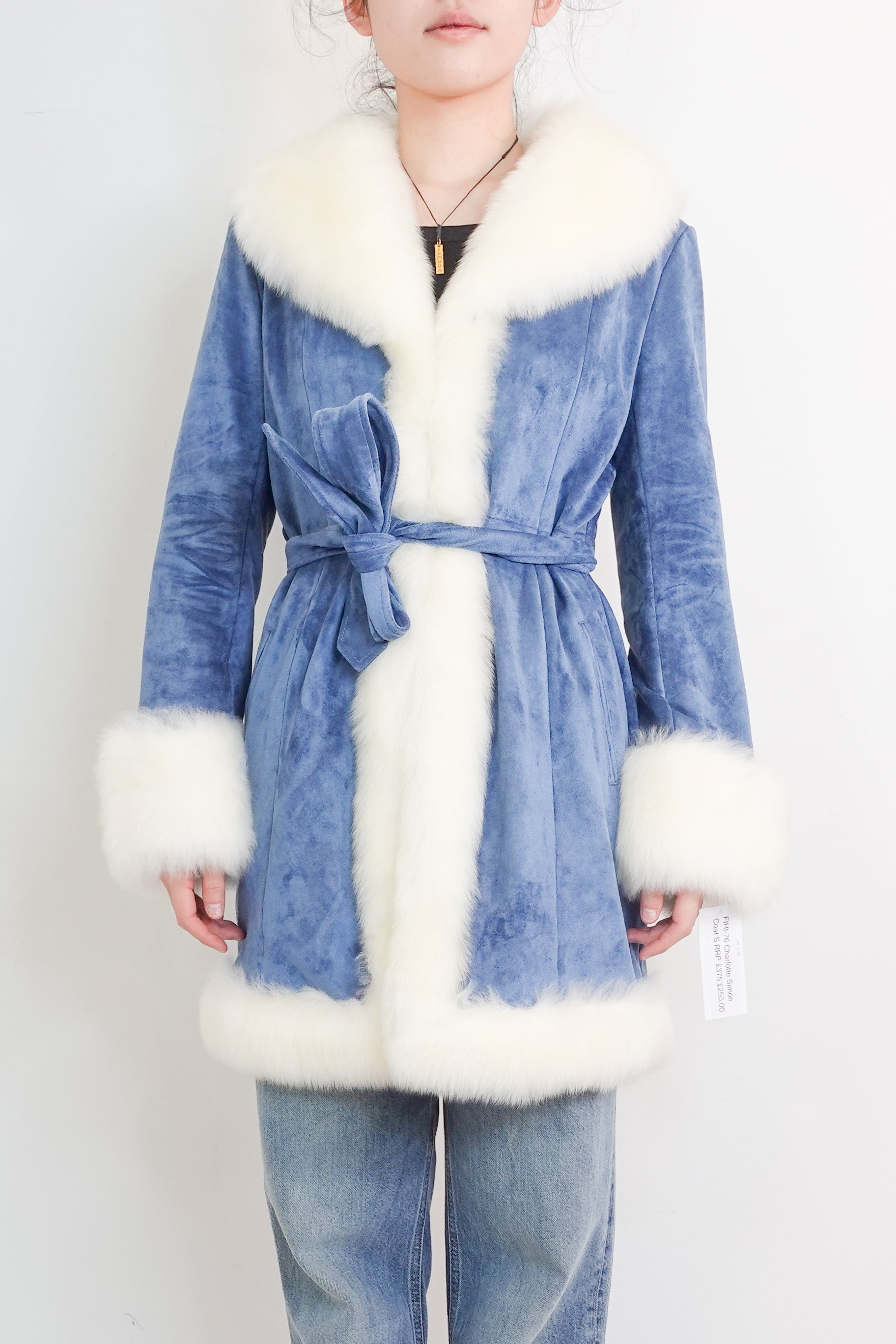 Blue faux fur coat RRP £375