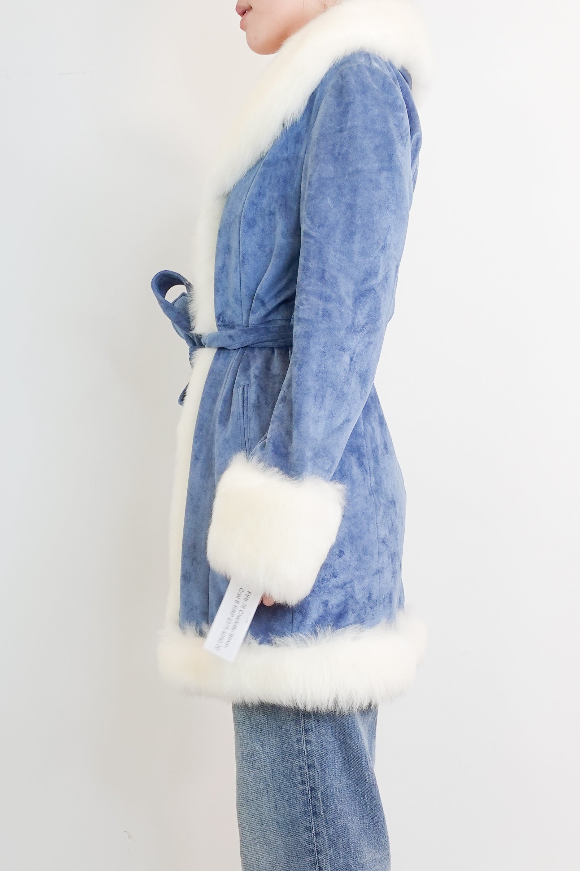 Blue faux fur coat RRP £375