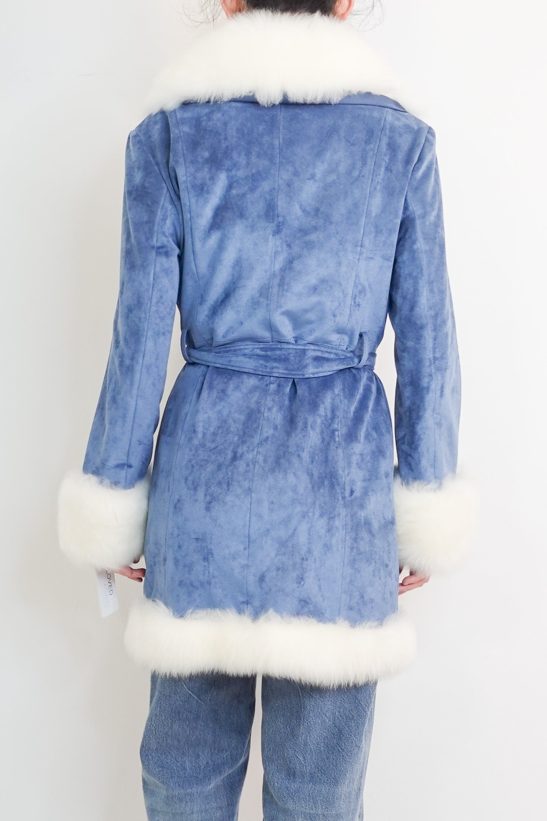 Blue faux fur coat RRP £375