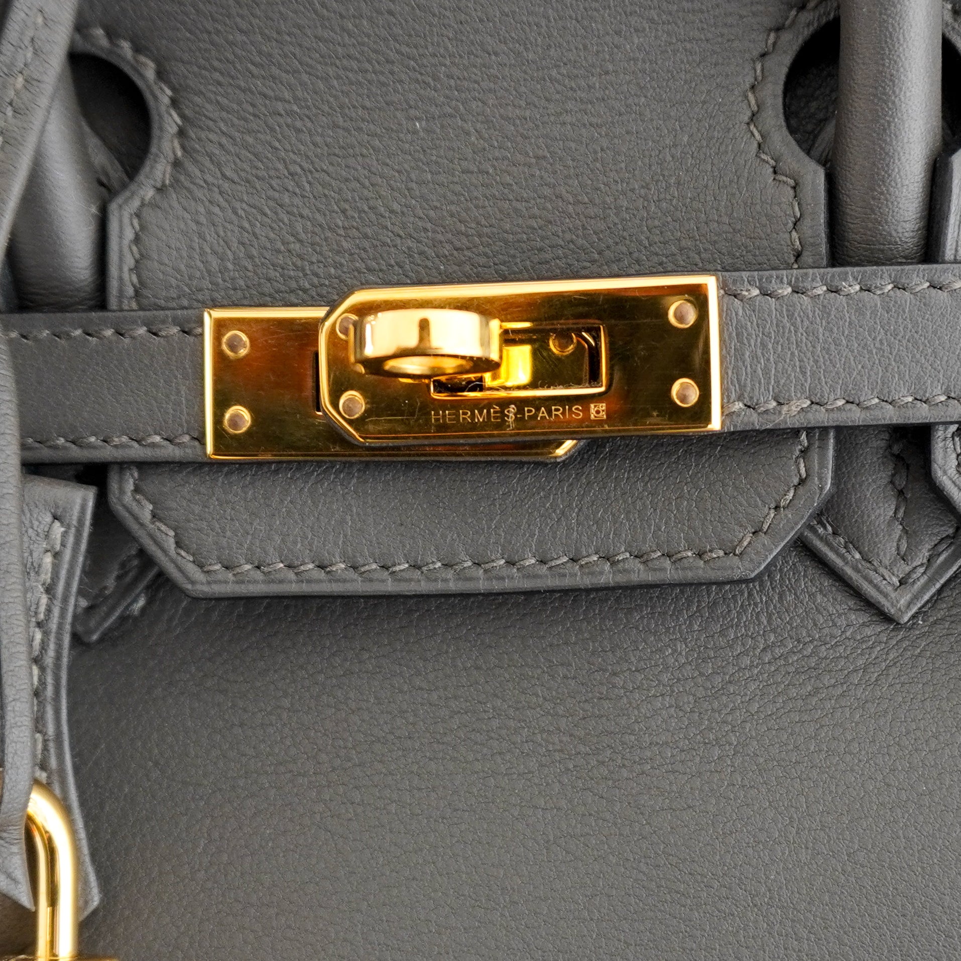 Hermès Birkin 25 Retourne Etain Swift Leather Gold-Tone Hardware | Authentic Preloved
