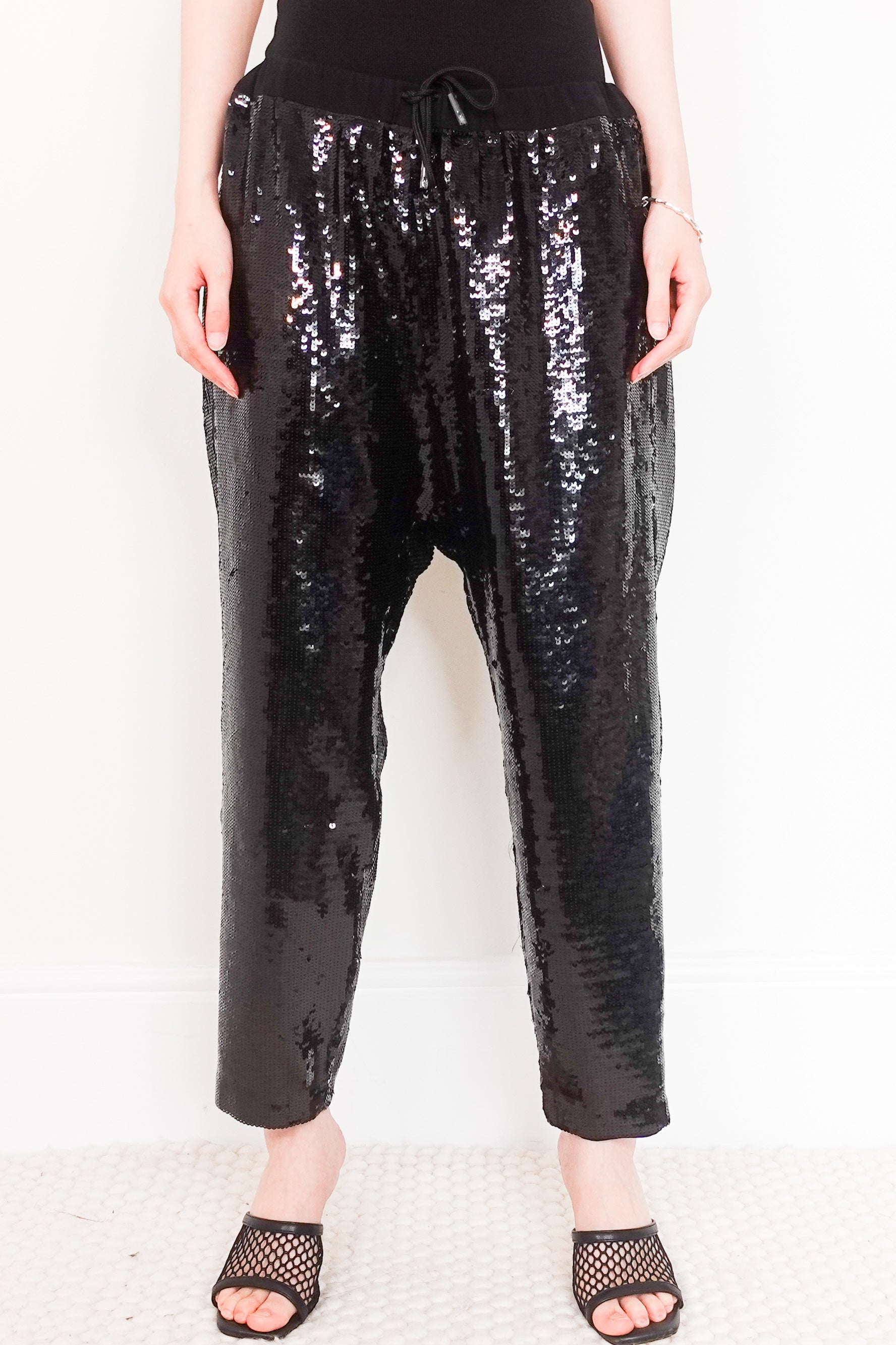 Black sequin trousers RRP £194