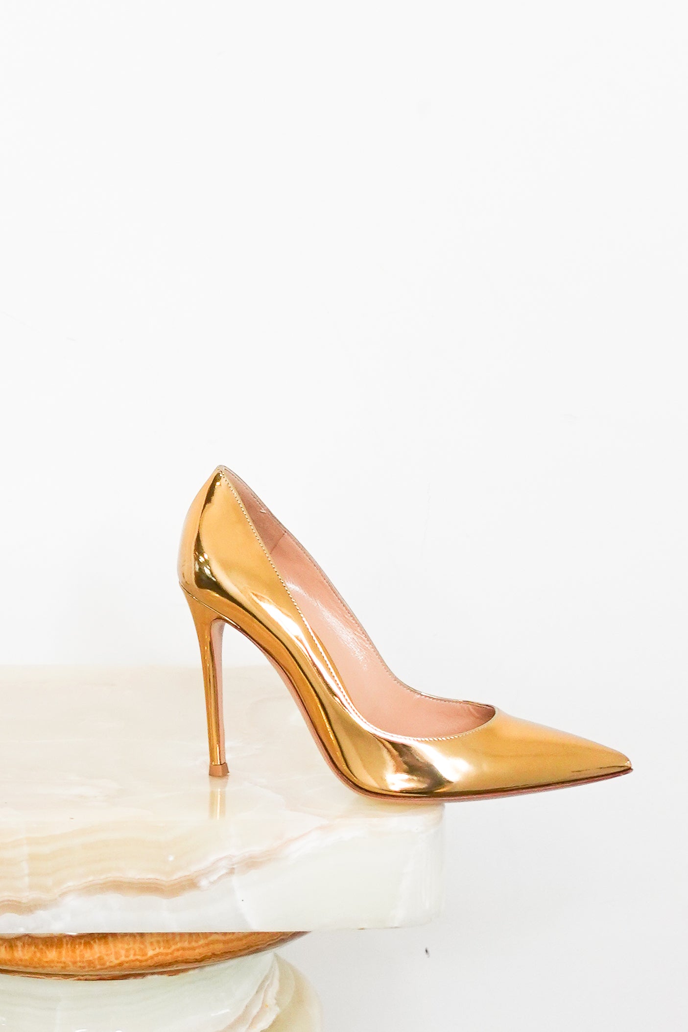 Gold high shine pointed toe  RRP £800