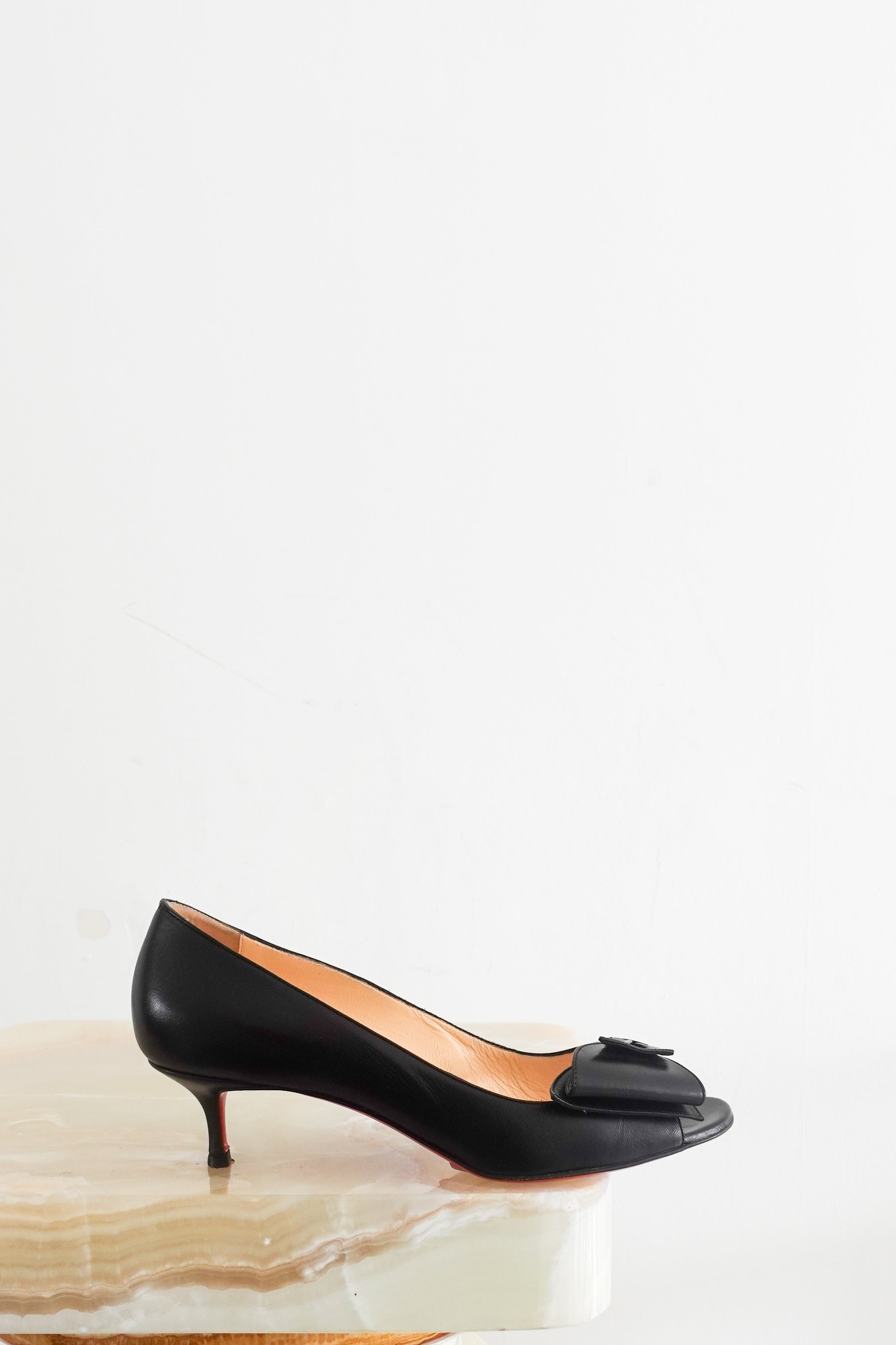 Black leather kitten heel RRP £350