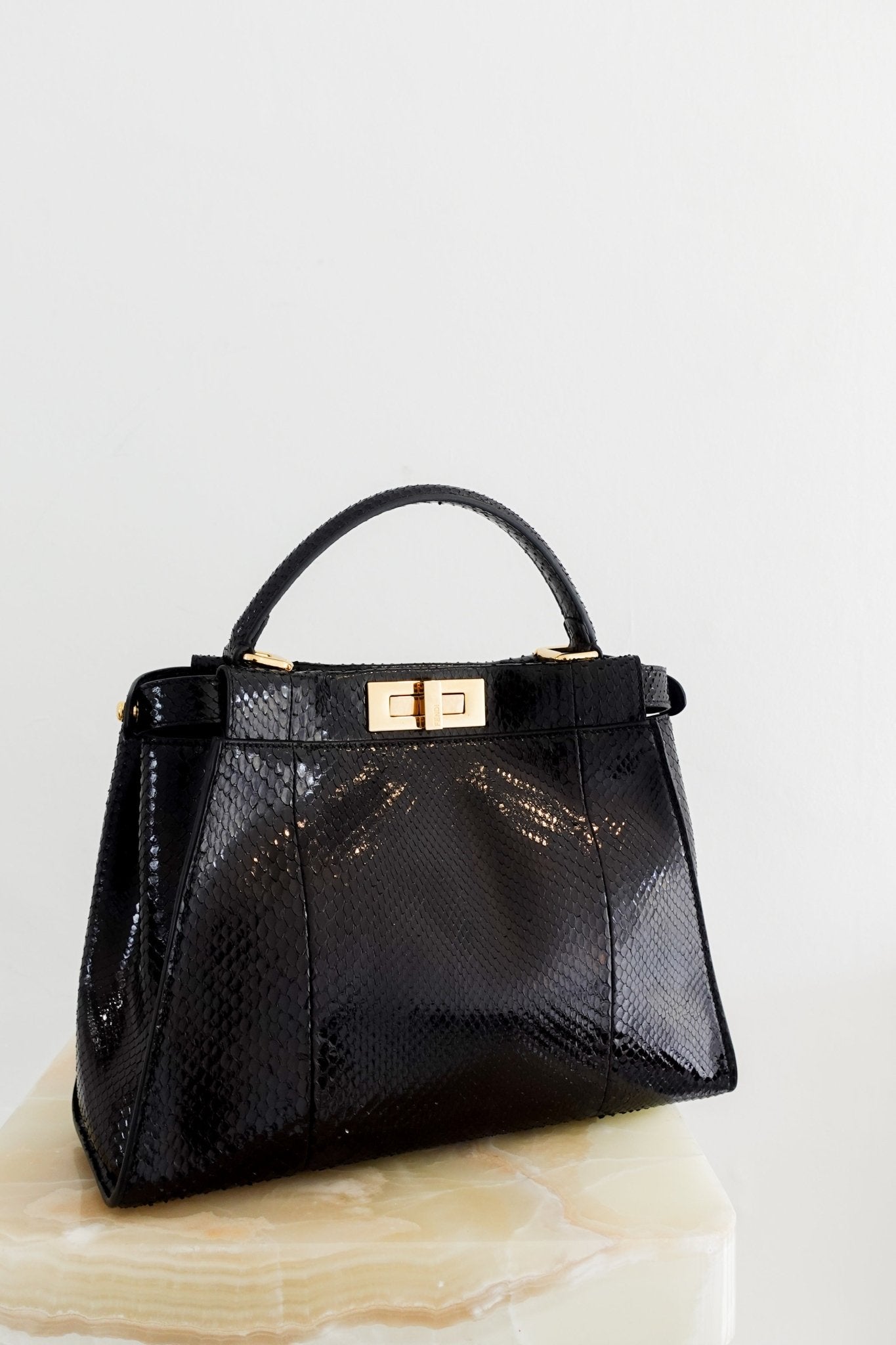Fendi Black Python Medium Peekaboo bag RRP £5000 | Authentic Preloved - Reloved Again