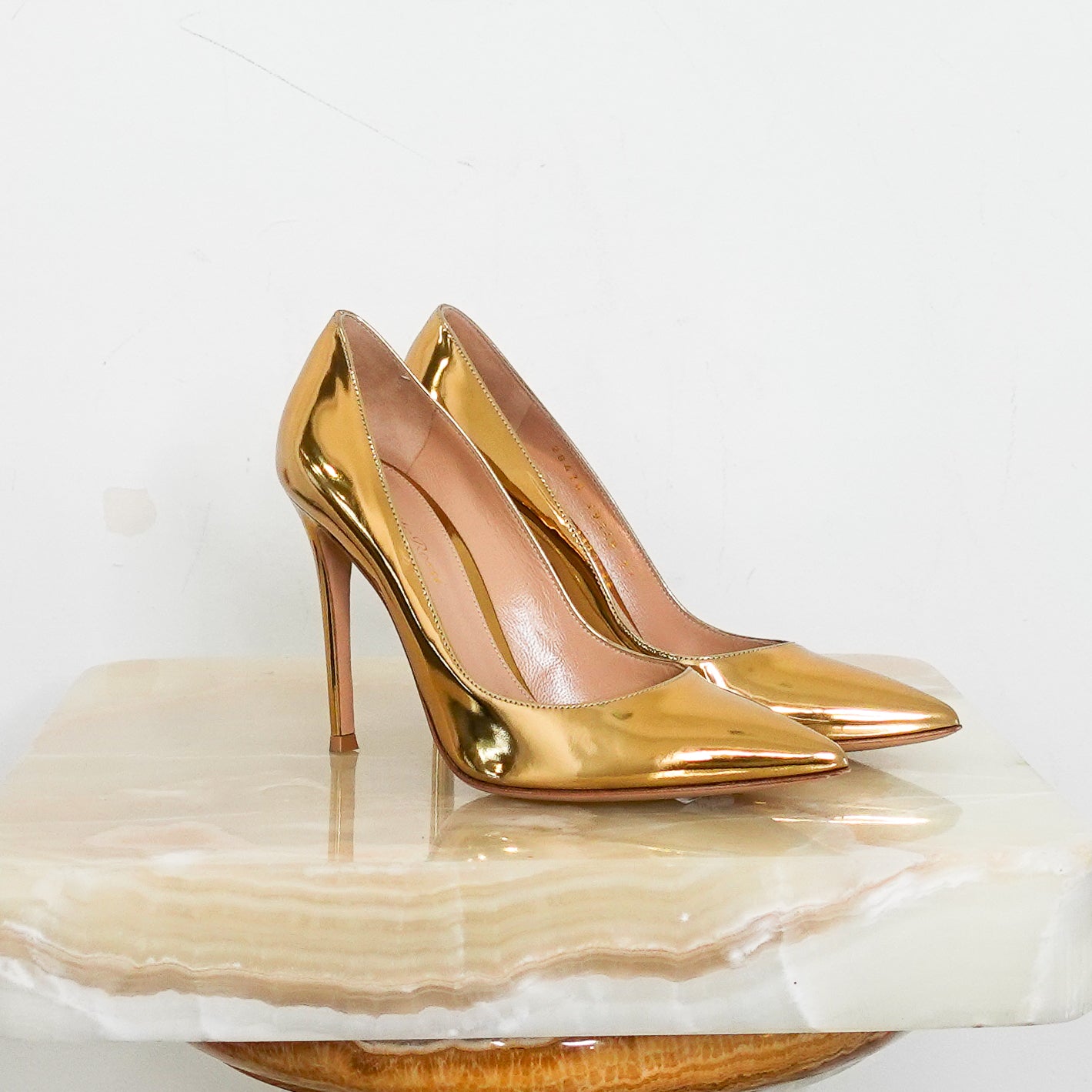 Gold high shine pointed toe  RRP £800