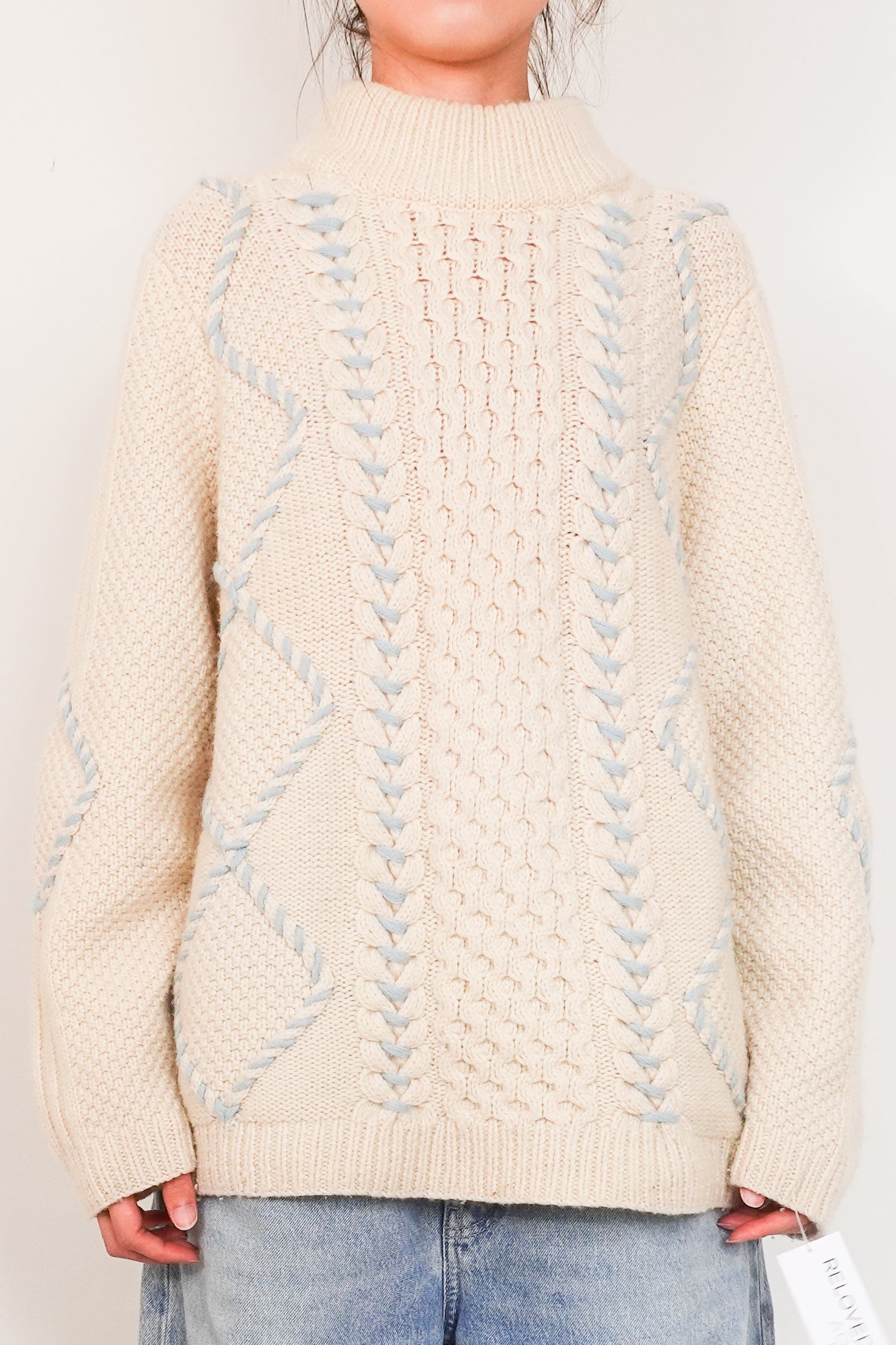 Blue and cream knitted sweater RRP £200