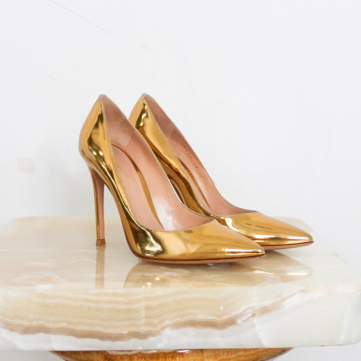 Gold high shine pointed toe  RRP £800