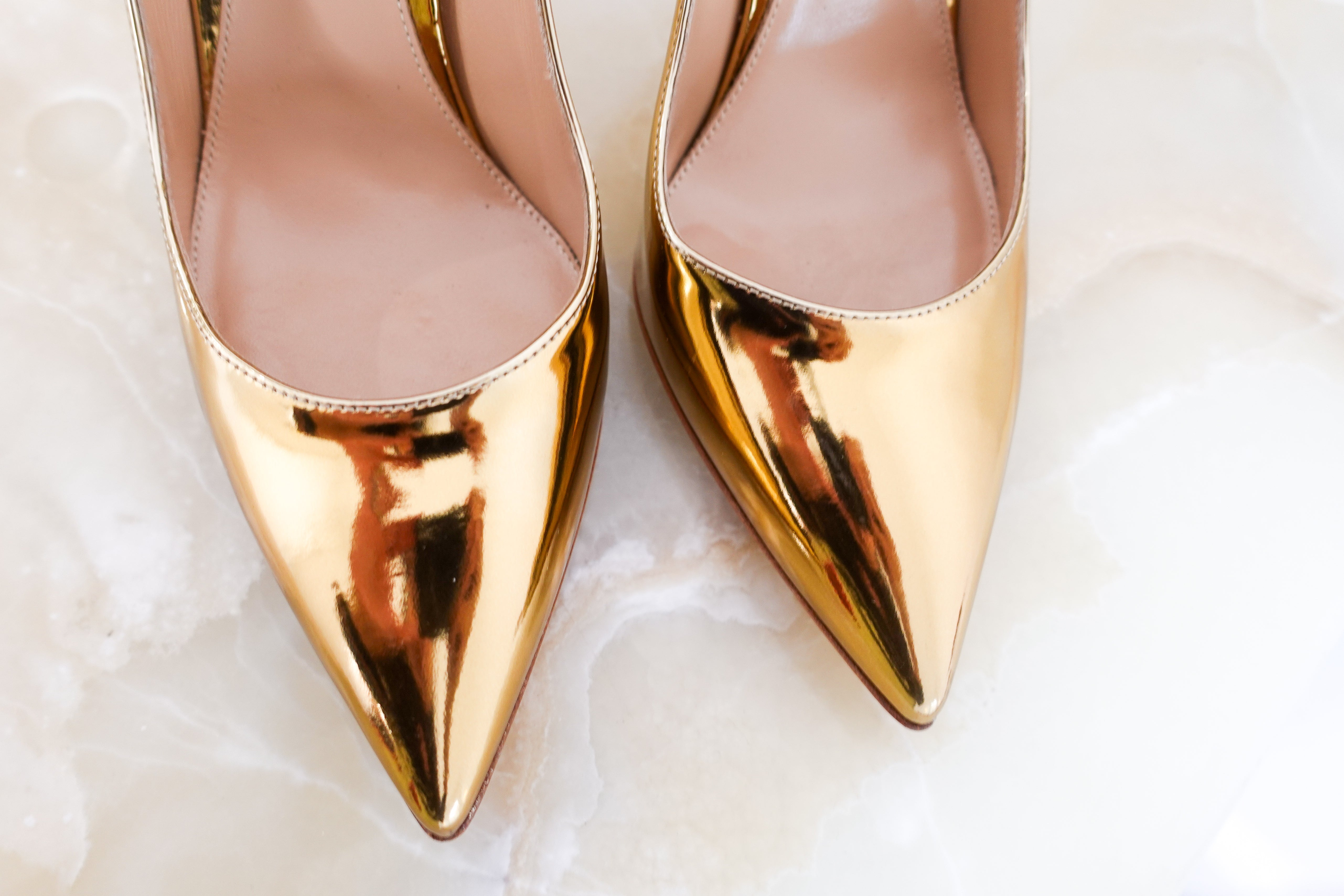 Gold high shine pointed toe  RRP £800