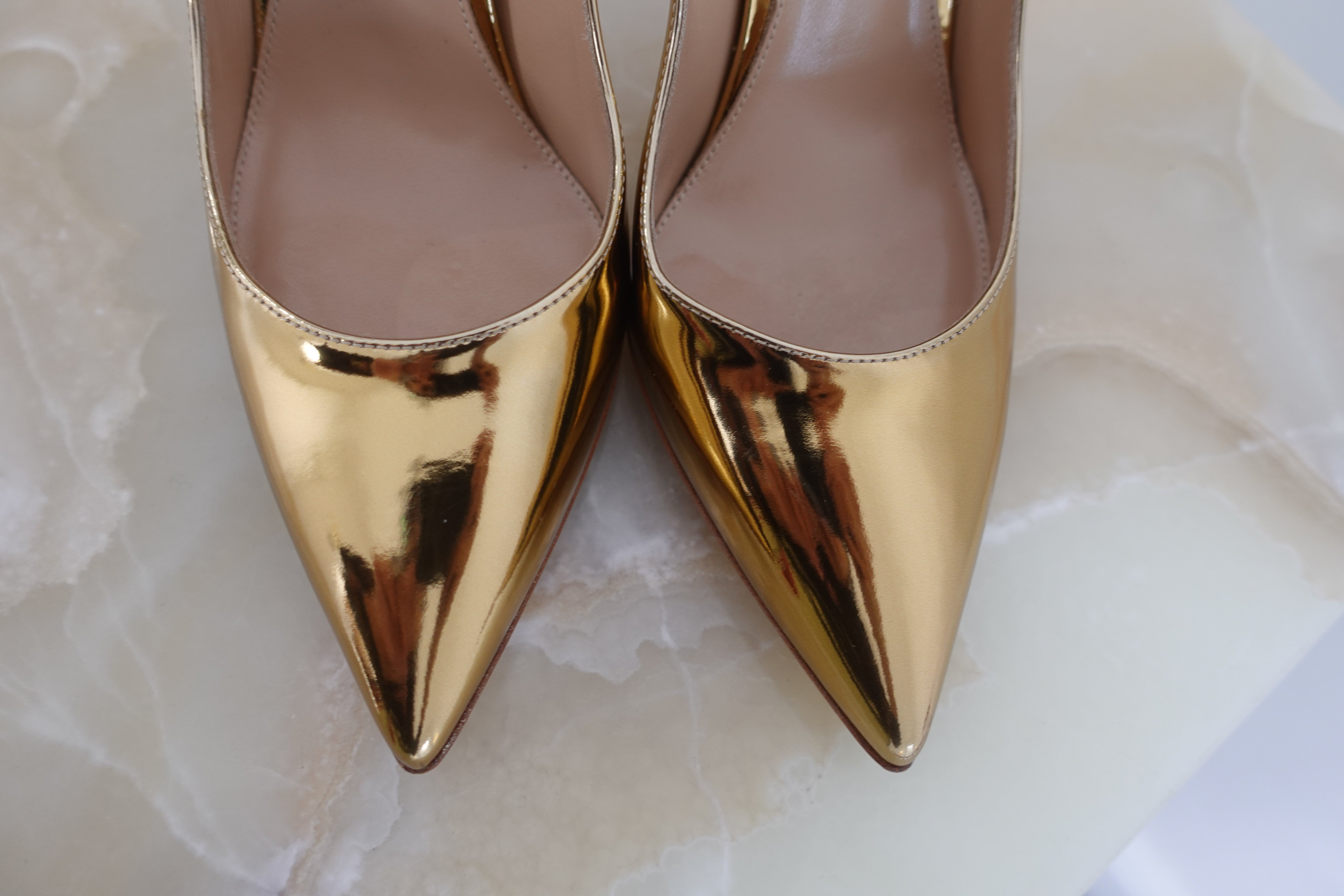 Gold high shine pointed toe  RRP £800