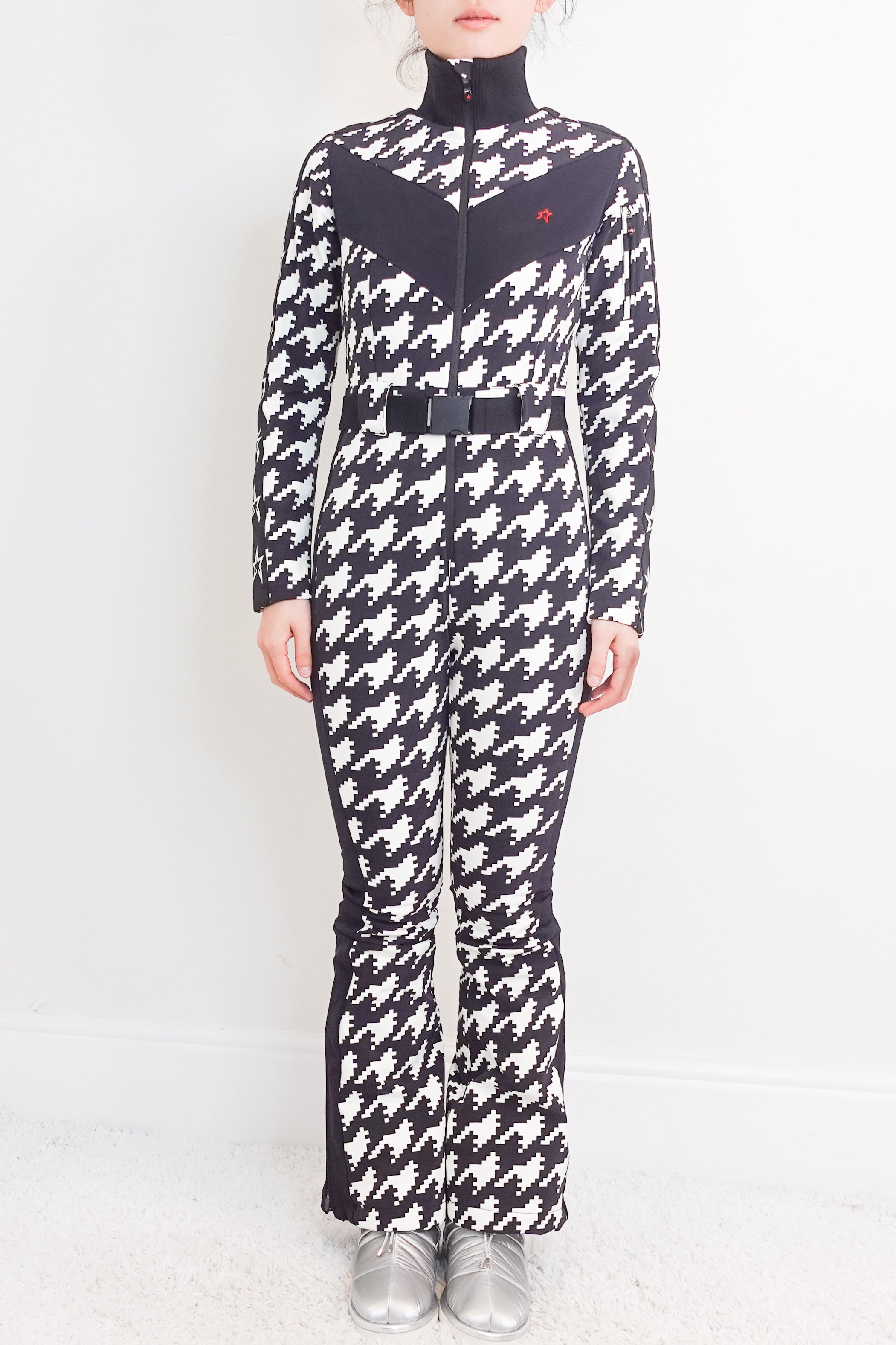 Black and white houndstooth ski suit RRP £995