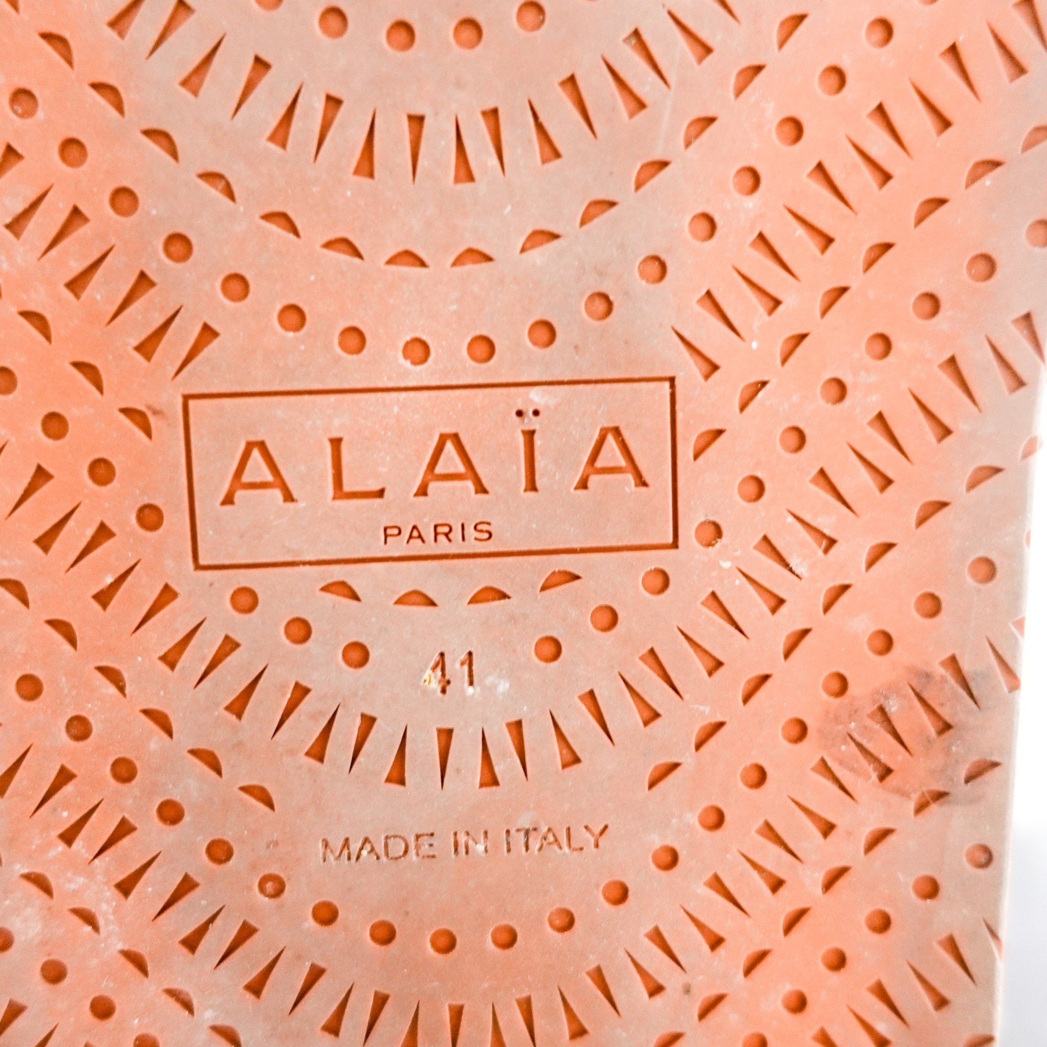 Alaia Perforated Sliders in white RRP £750 | Authentic Preloved - Reloved Again