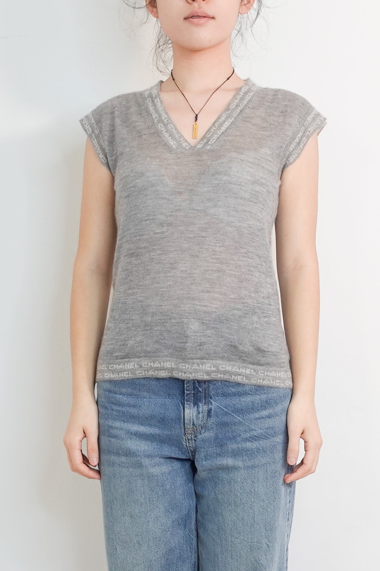 Grey cashmere sleeveless top RRP £600