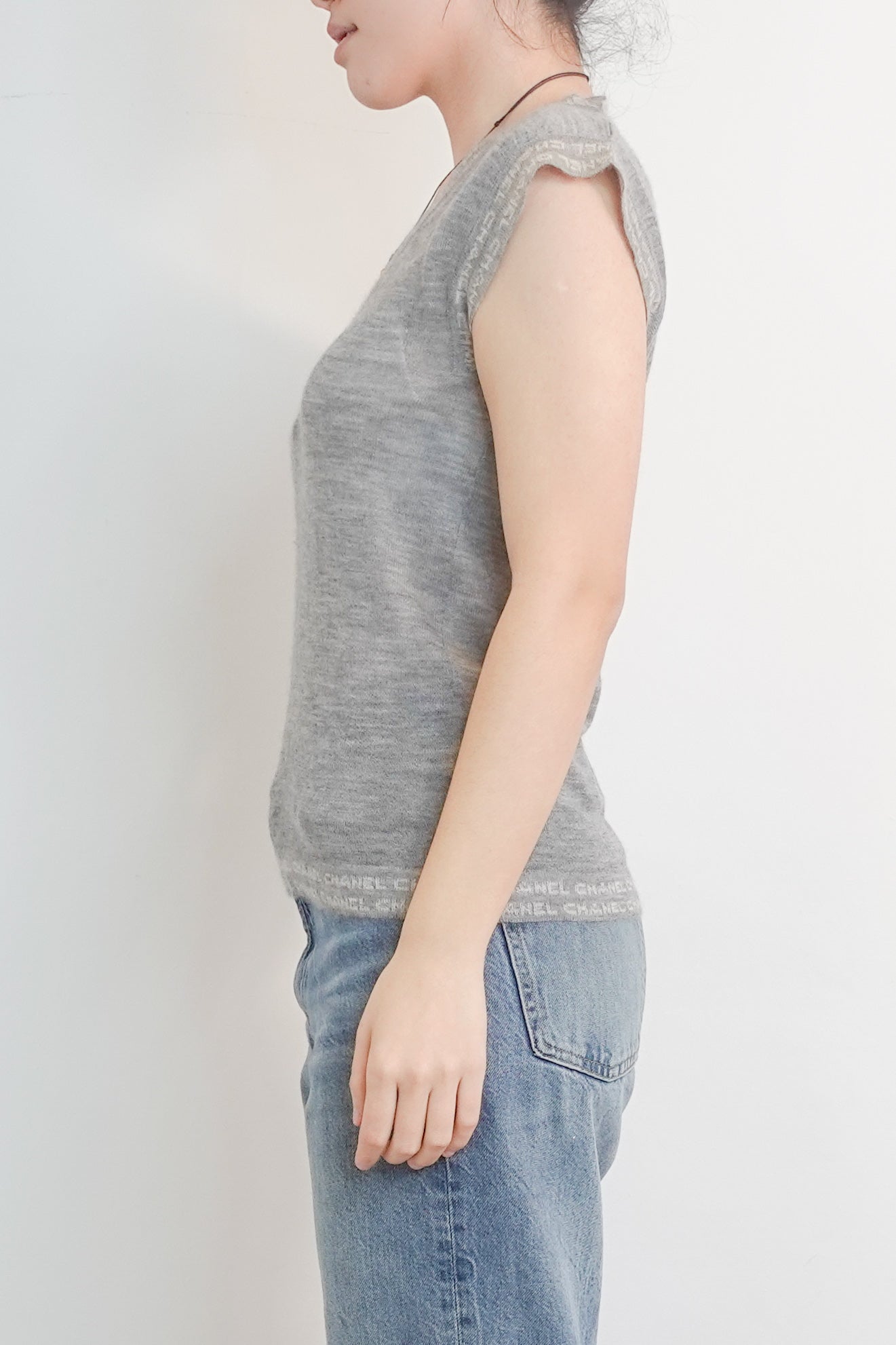 Grey cashmere sleeveless top RRP £600