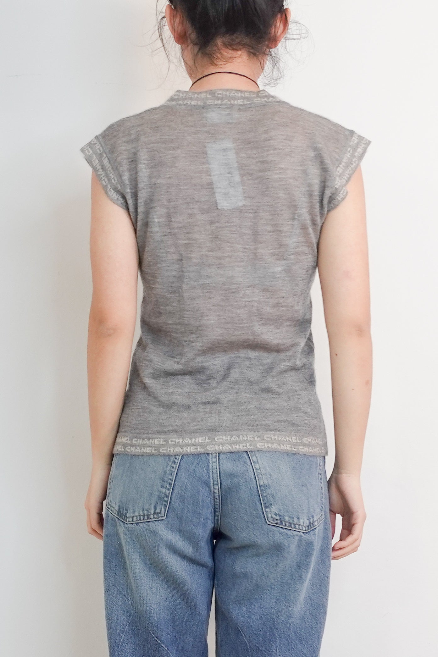 Grey cashmere sleeveless top RRP £600