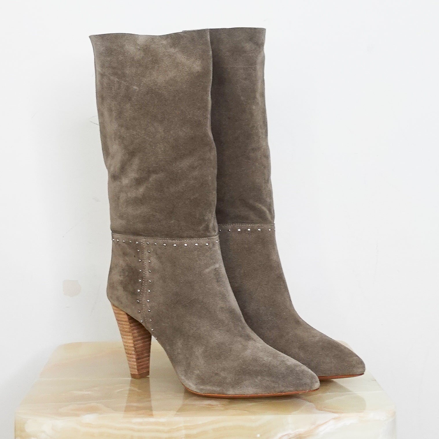 NEW suede slouchy ankle boot beige RRP £350