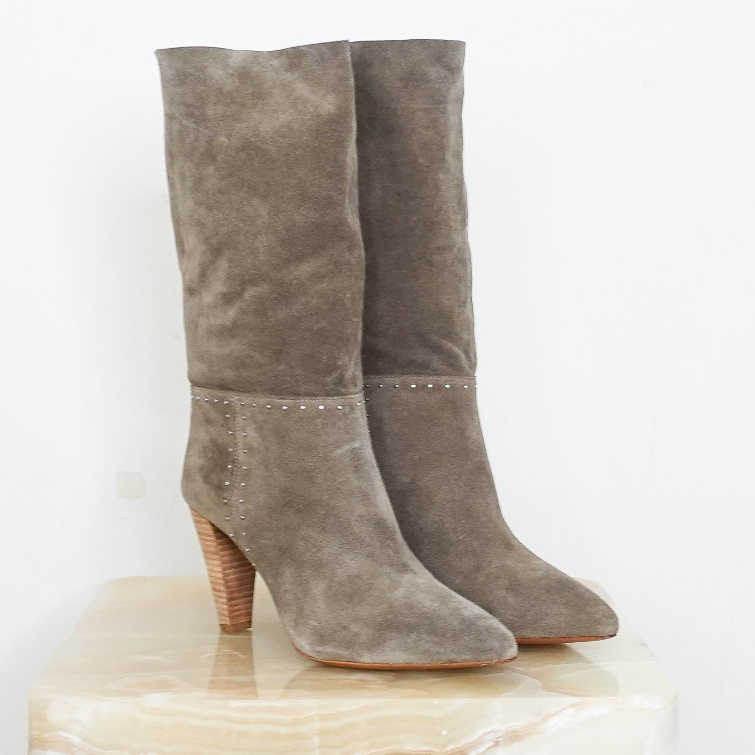 NEW suede slouchy ankle boot beige RRP £350