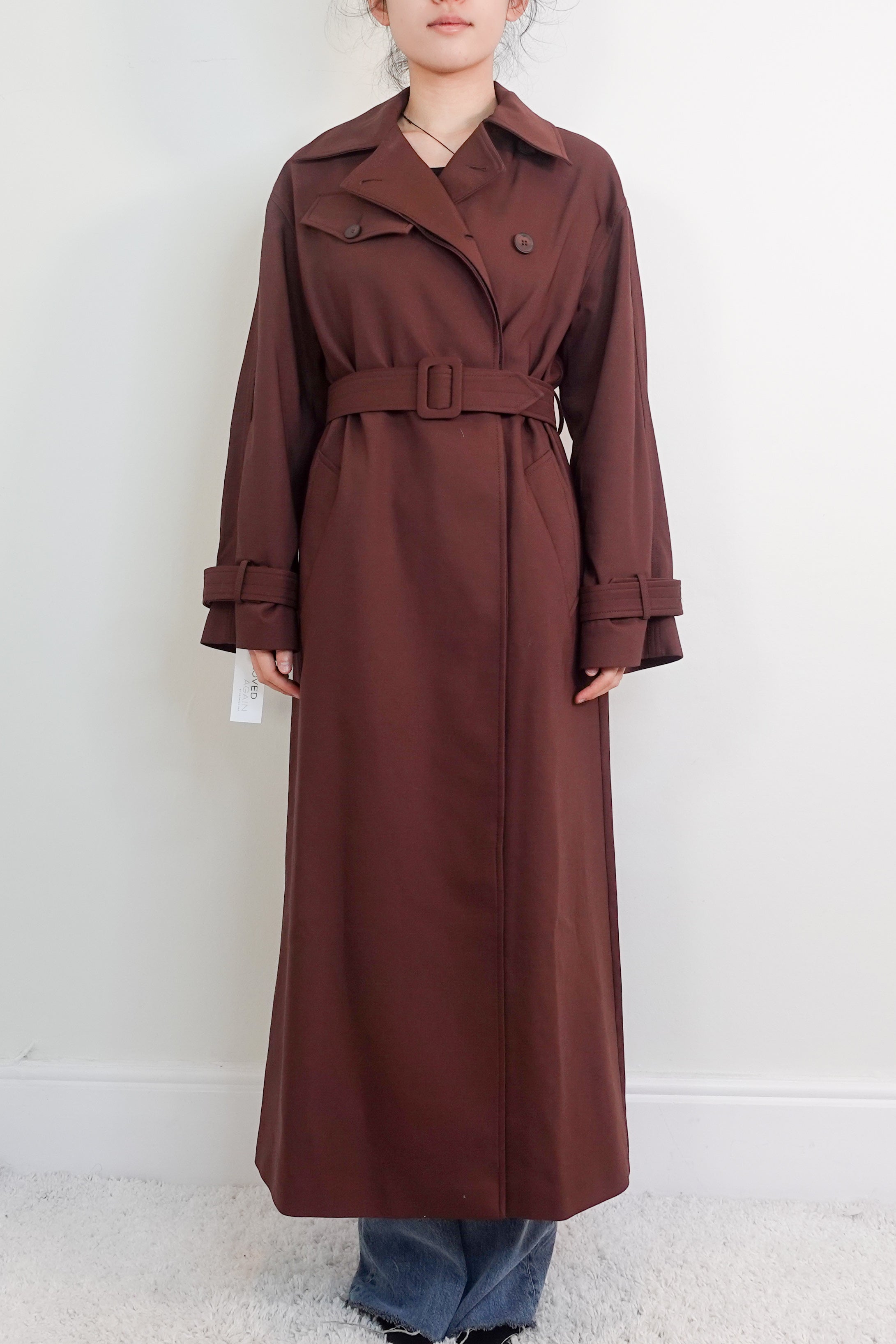 NEW Burgundy long line mac coat RRP £189